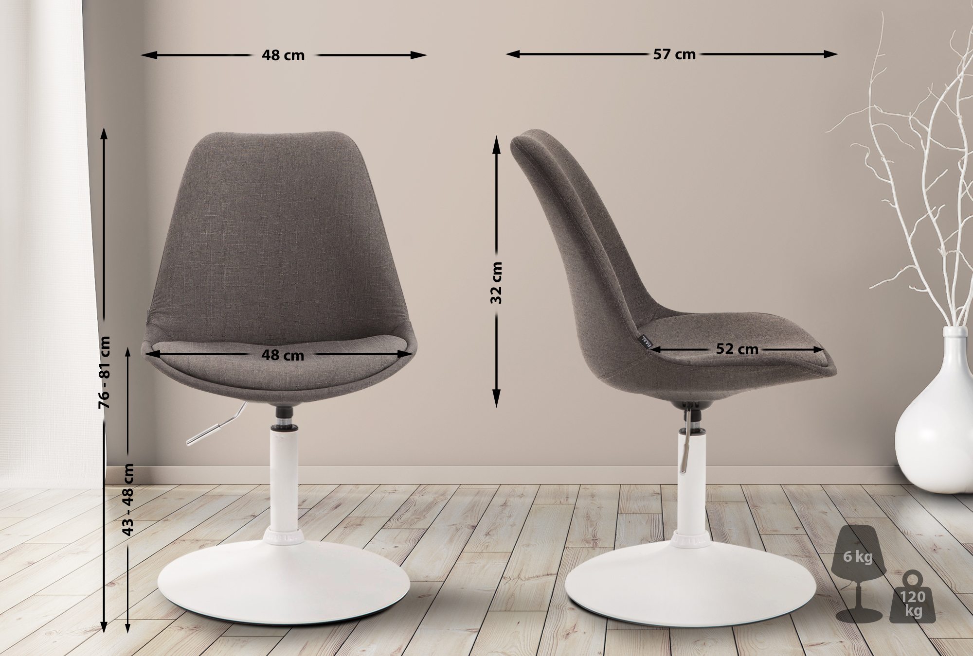 Chaise de salle à manger Maverick tissu avec pied trompette