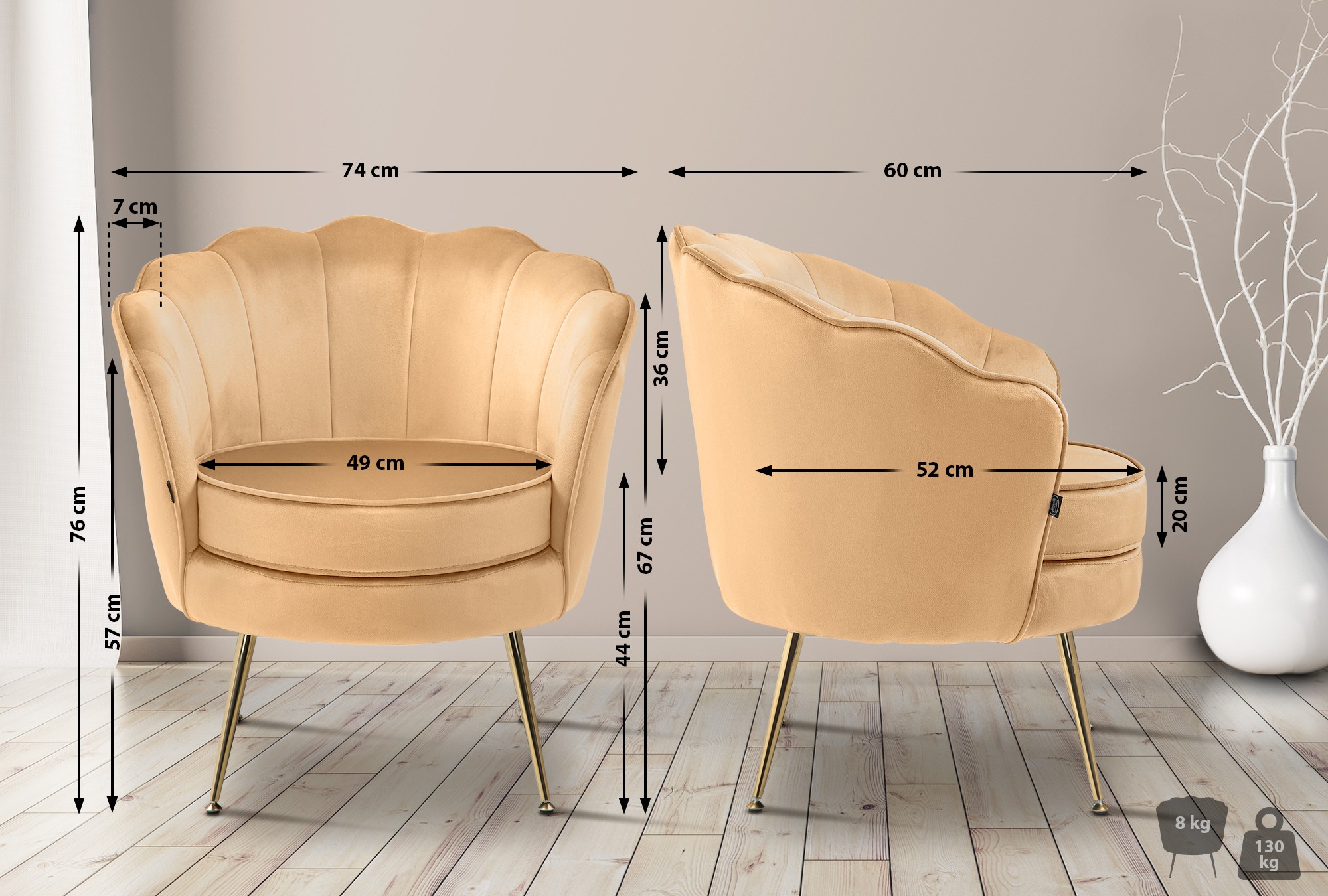 Chaise Rosita velours