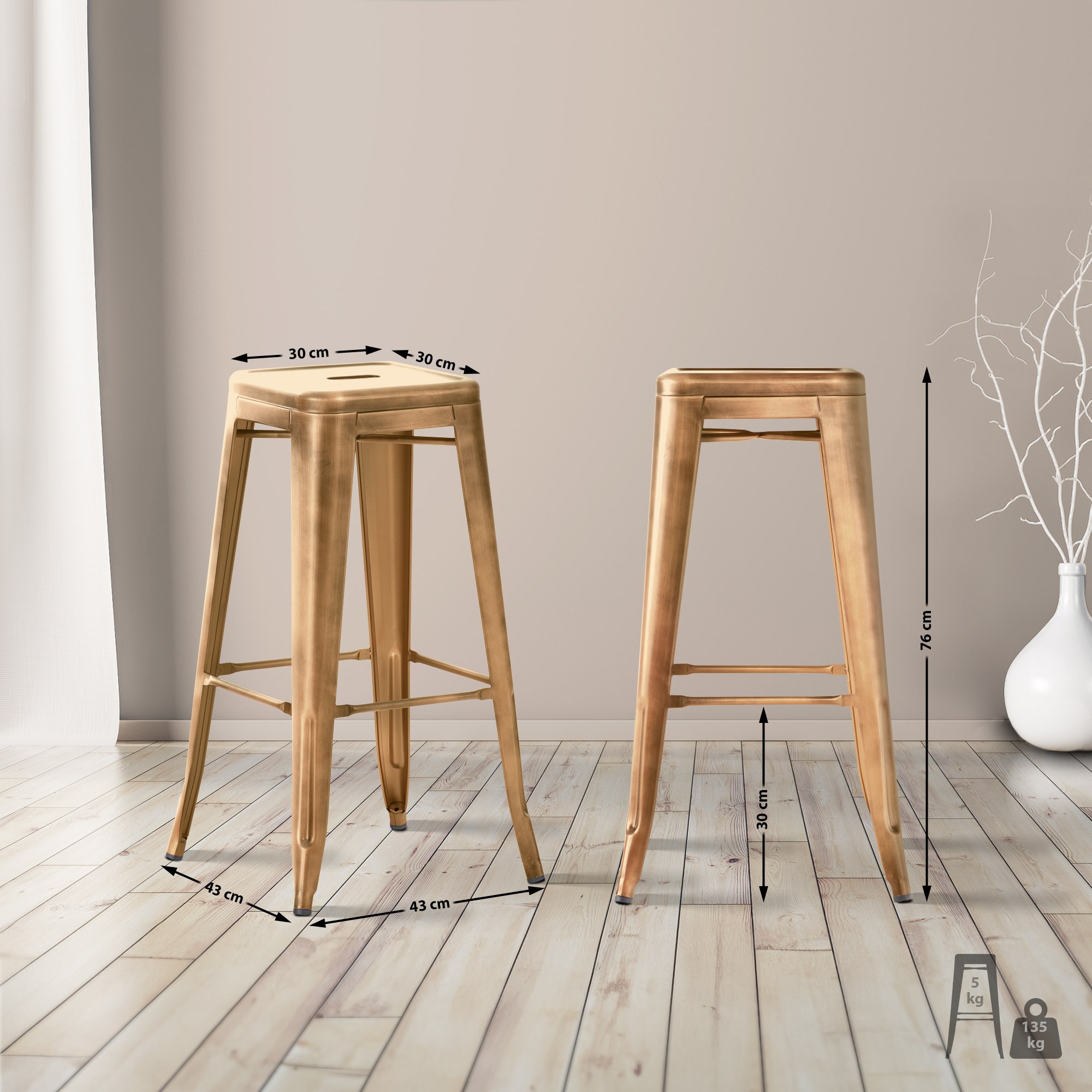 Lot de 4 tabourets de bar Joshua