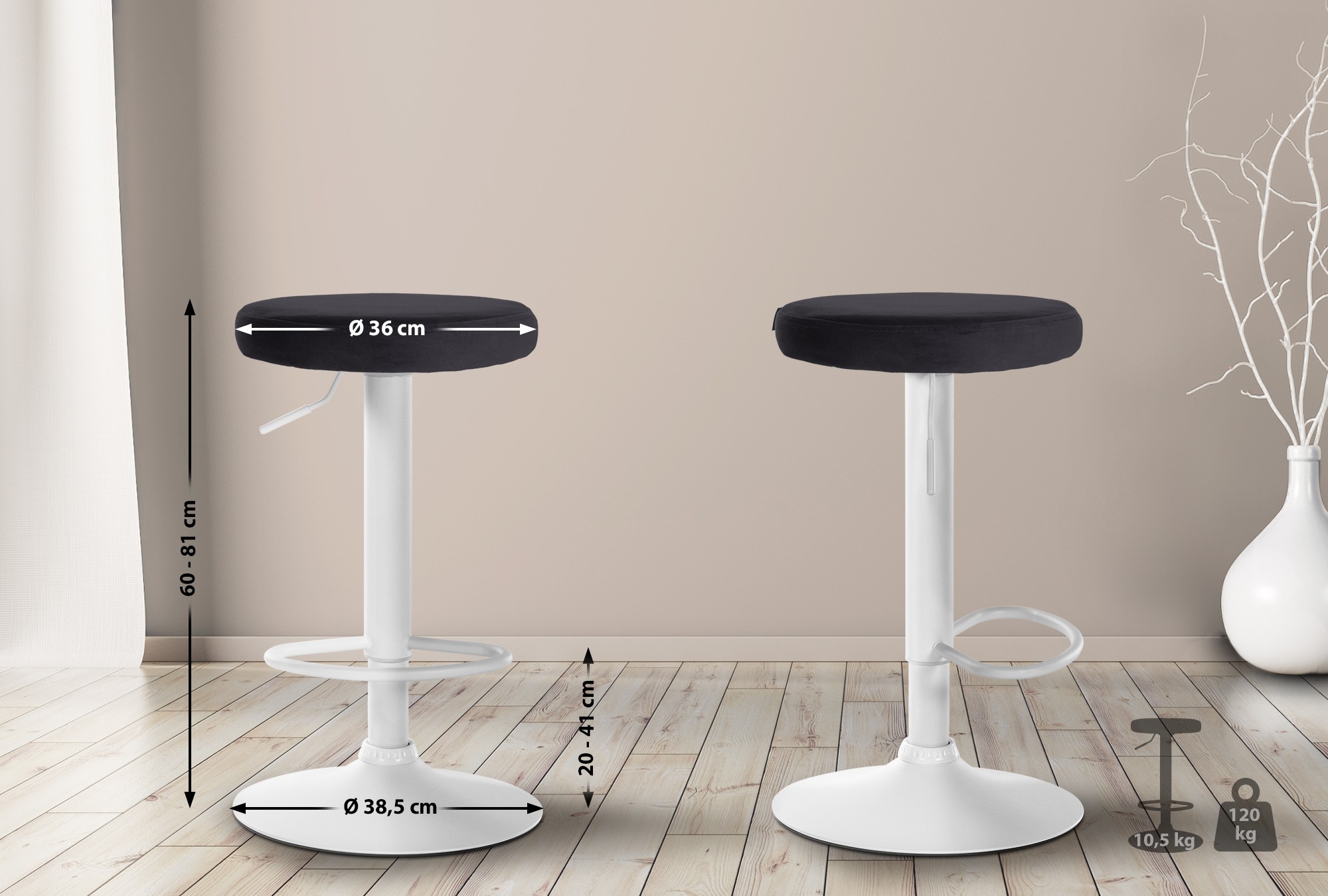 Tabouret de bar Ponte revêtement velours
