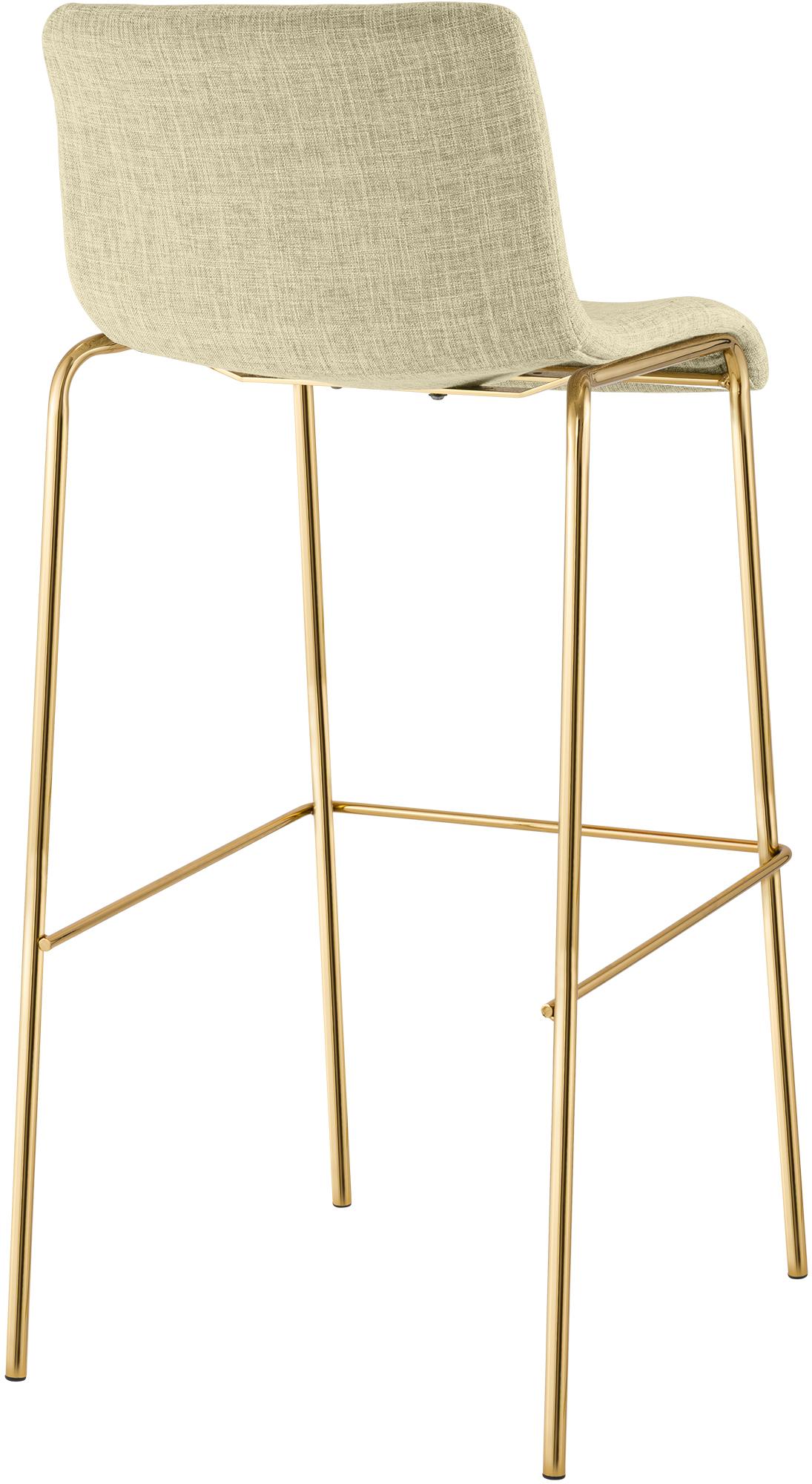 Lot de 2 Tabourets de bar Hover en tissu, piètement quatre pieds doré