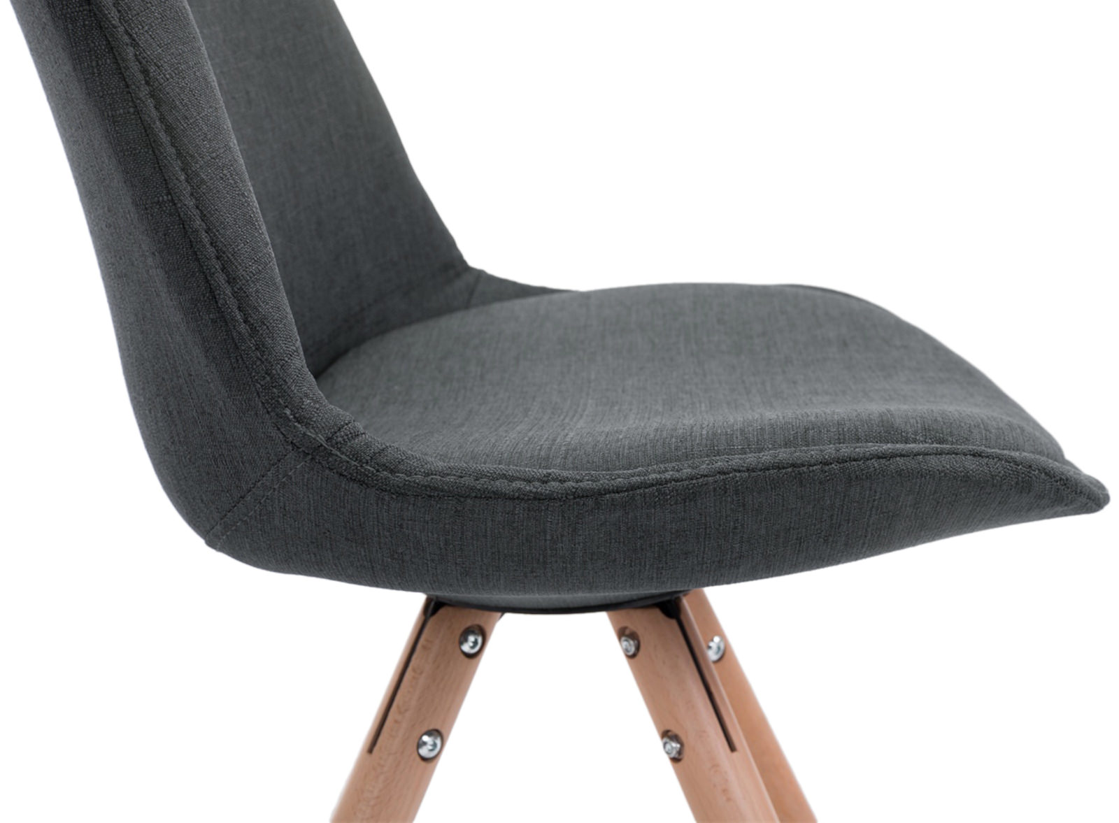 Lot de 4 Chaises de salle à manger Toulouse Tissu Pieds ronds bois