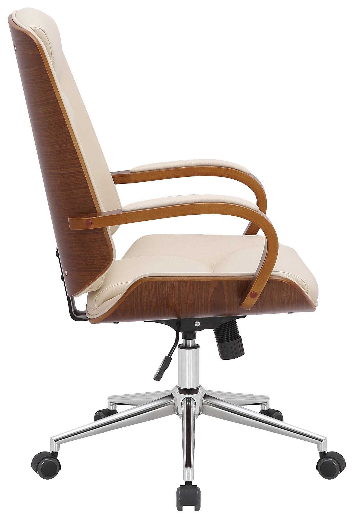 Fauteuil de bureau Yankton en similicuir avec coque de siège en bois