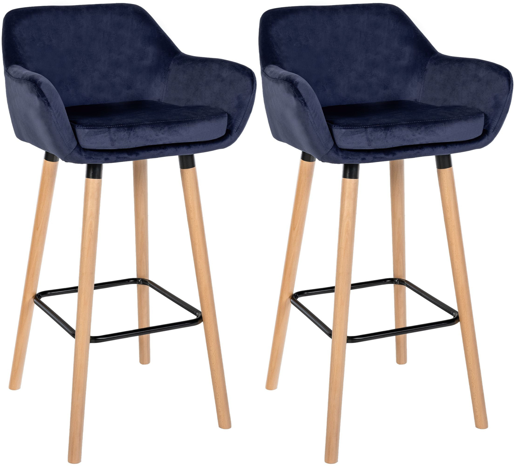 Lot de 2 tabourets de bar Grant en velours
