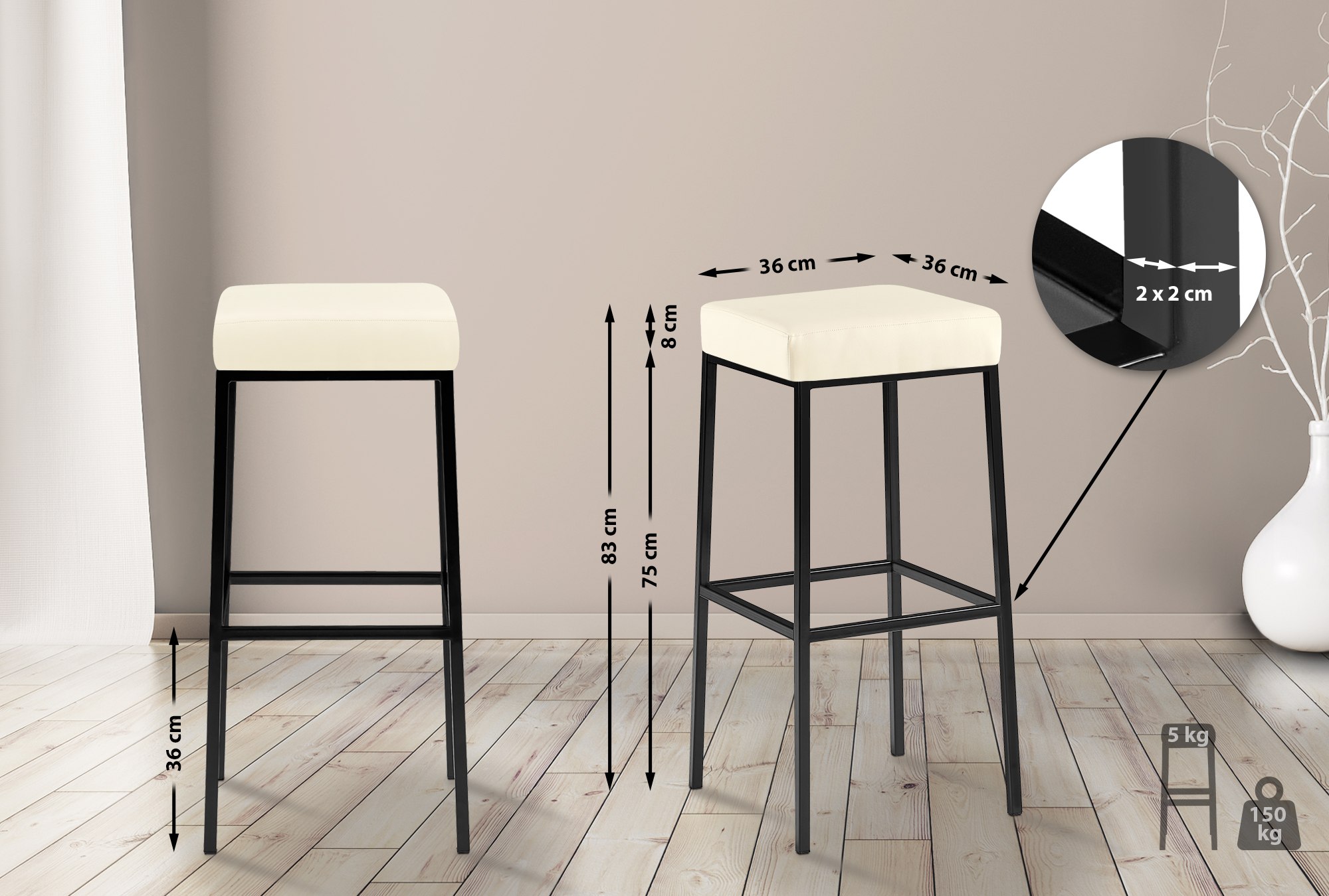 Tabouret de bar Montreal revêtement similicuir
