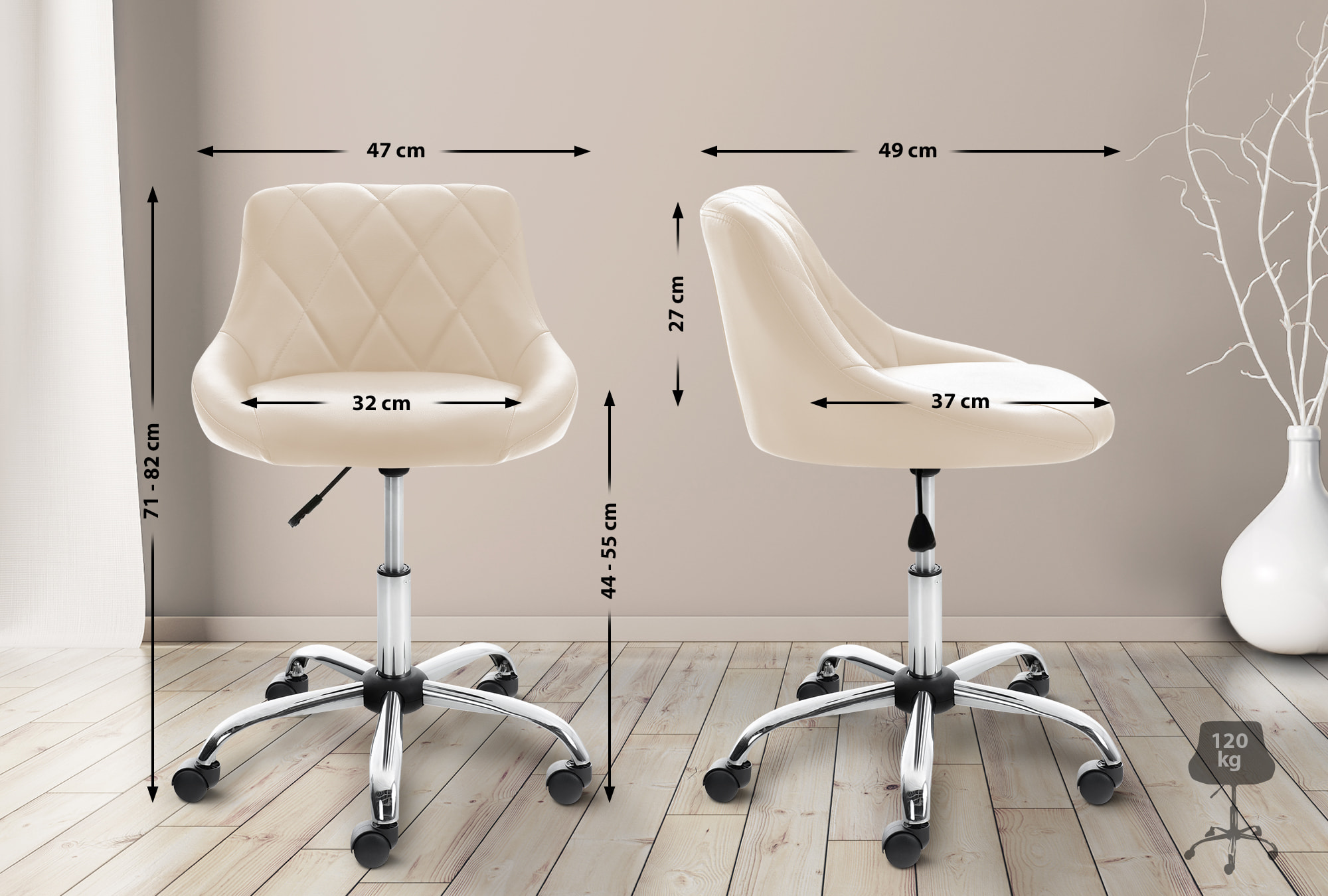 Tabouret de travail Lazio réglable en hauteur et pivotant