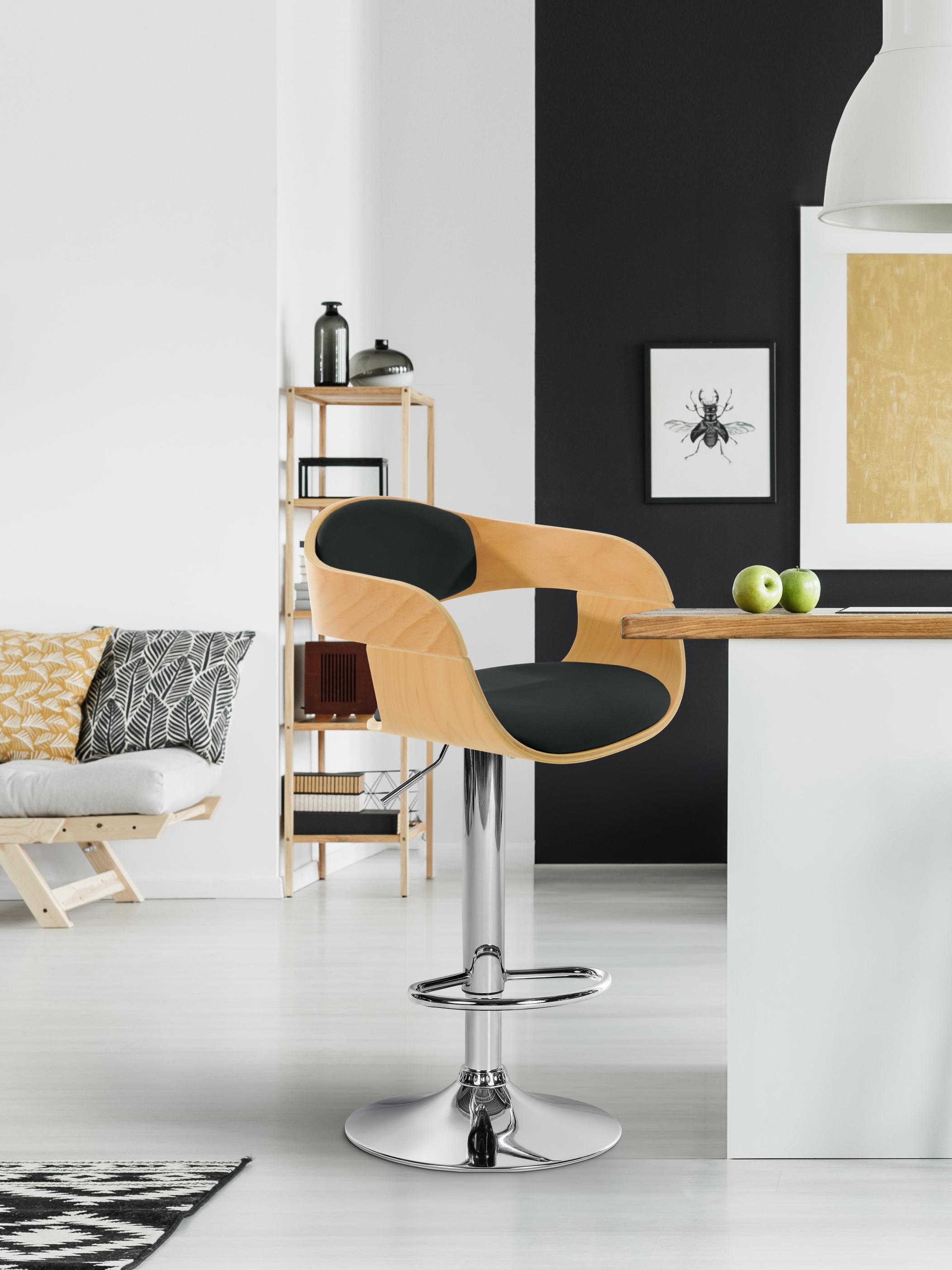 Tabouret de bar Kingston avec Coque en bois Assise en similicuir
