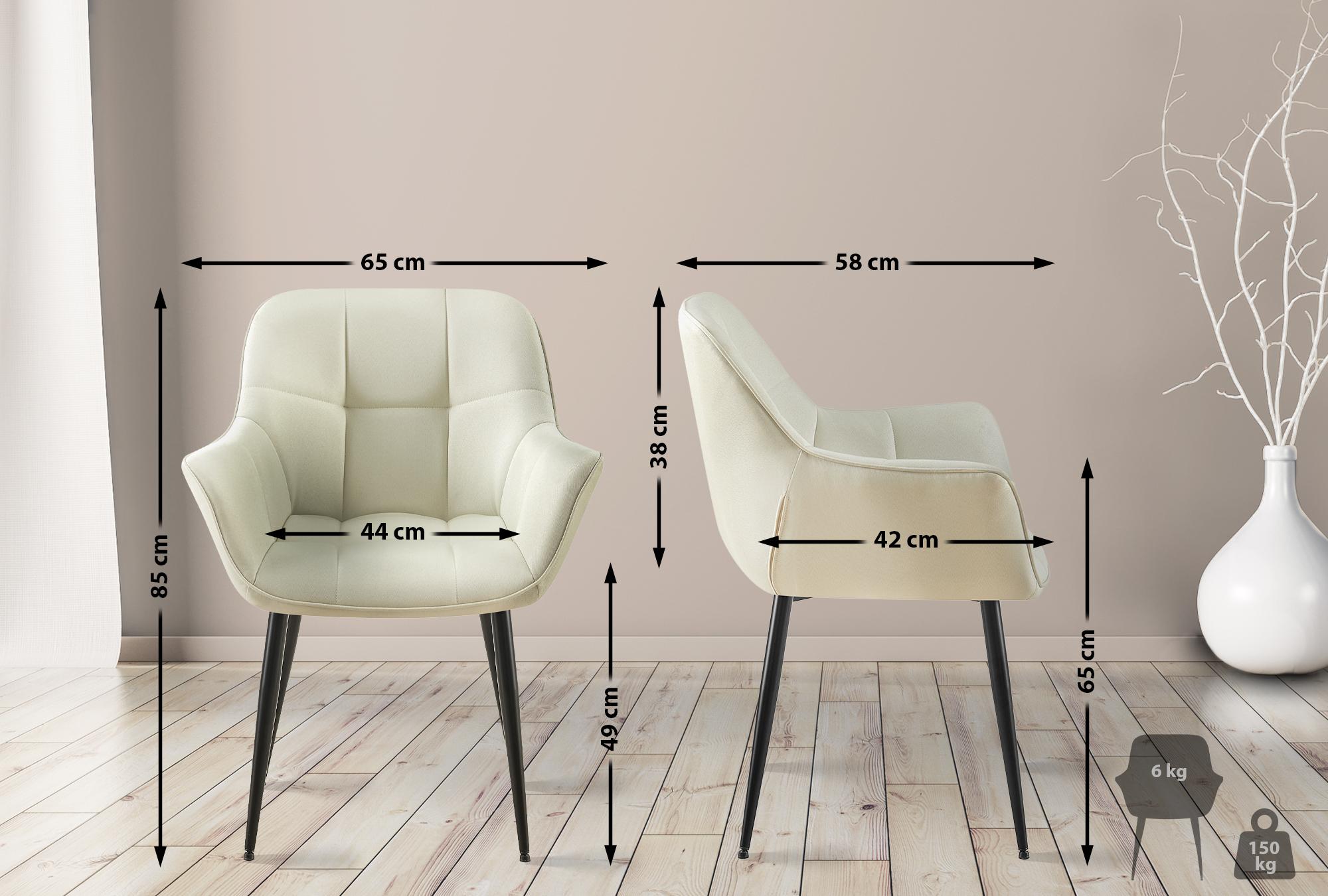 Chaise de salle à manger Roseville avec accoudoirs et pieds en métal