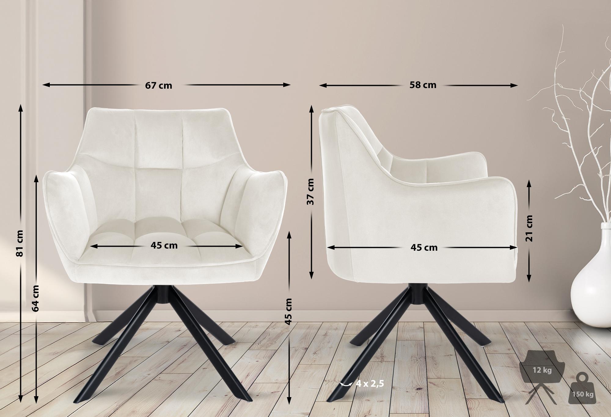 Chaise de salle à manger Swing revêtement velours