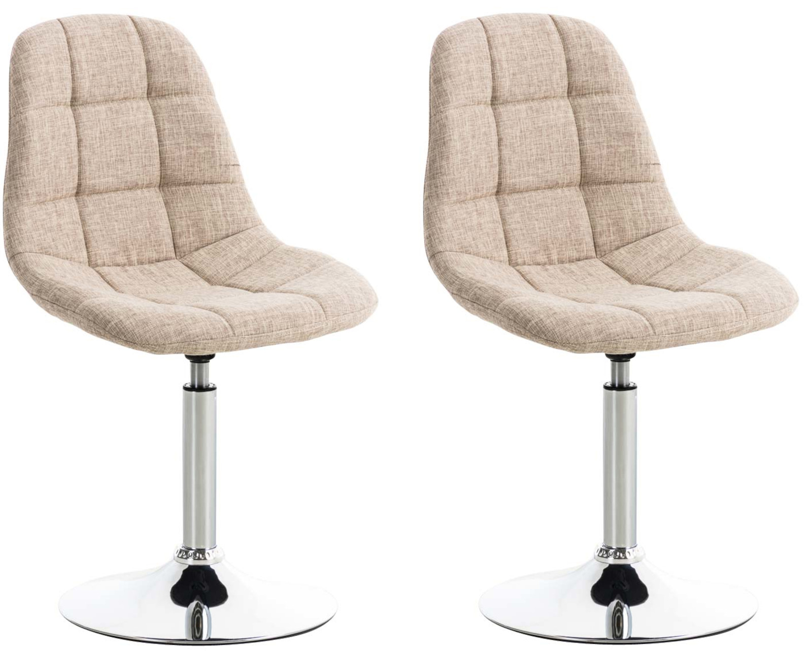 Lot de 2 chaises de salon pivotantes Emil en Tissu avec pied en métal