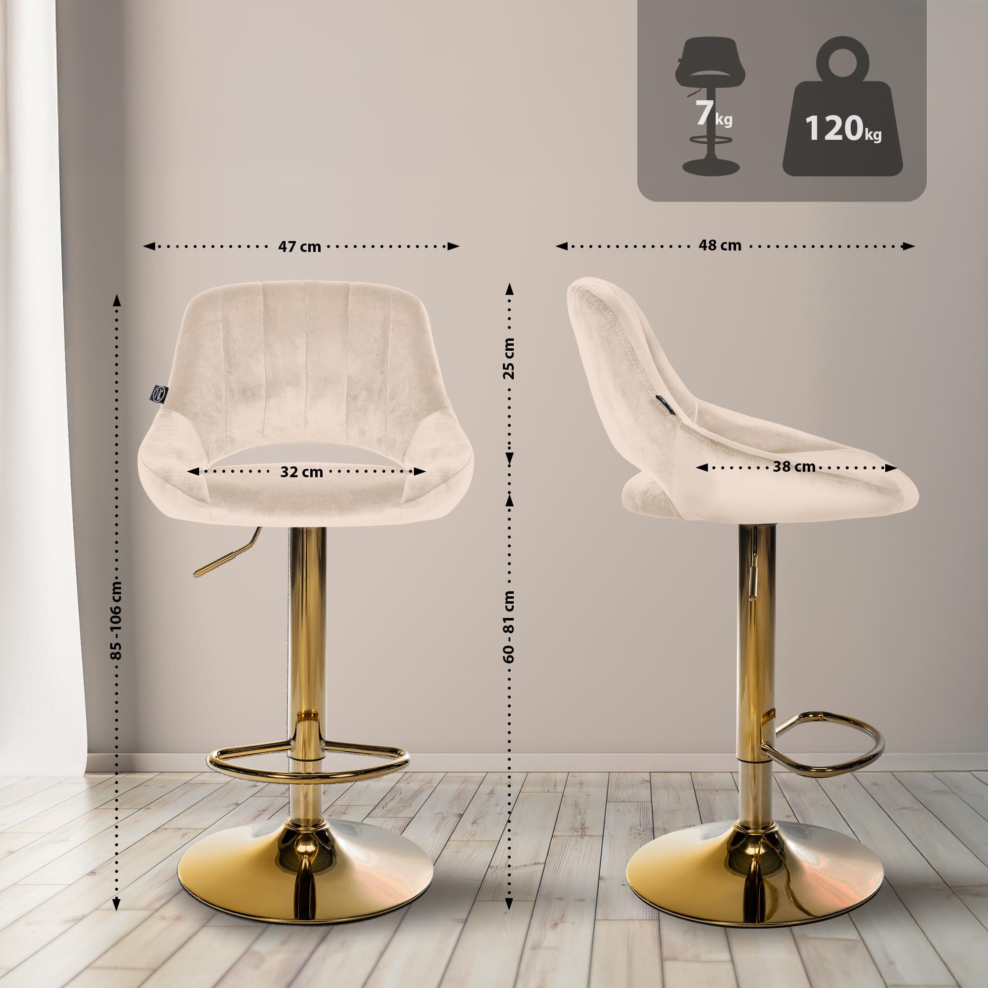 Lot de 2 tabourets de bar Milet en velours