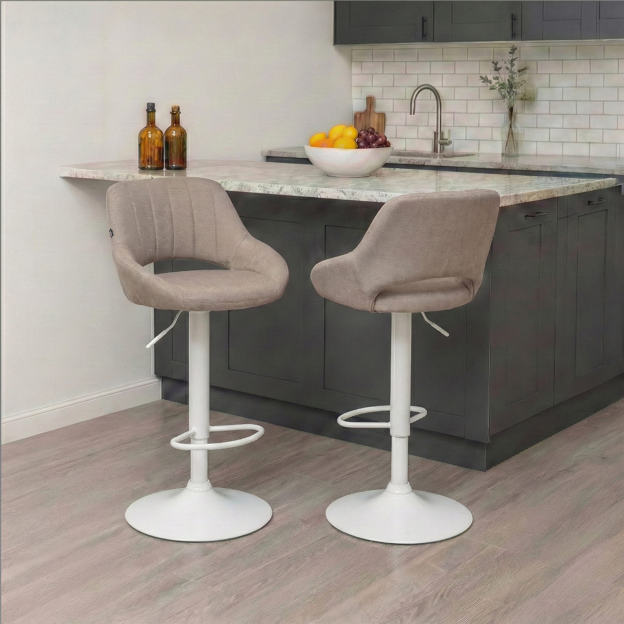 Lot de 2 tabourets de bar Milet en tissu