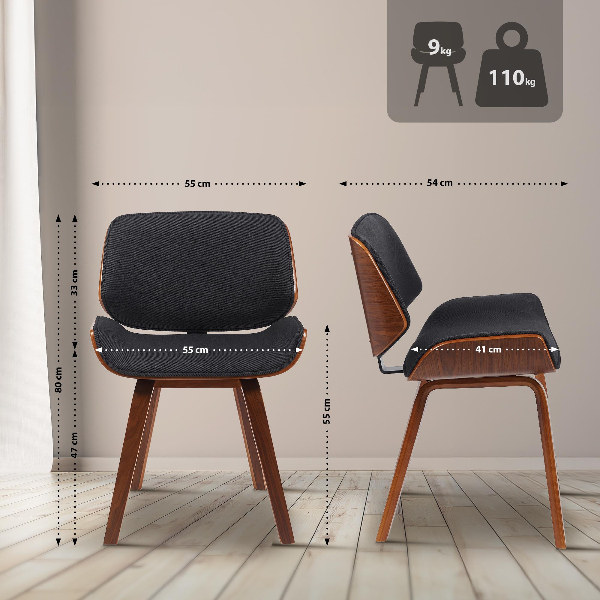 Chaises de salle a manger Beverley lot de 2 en tissu