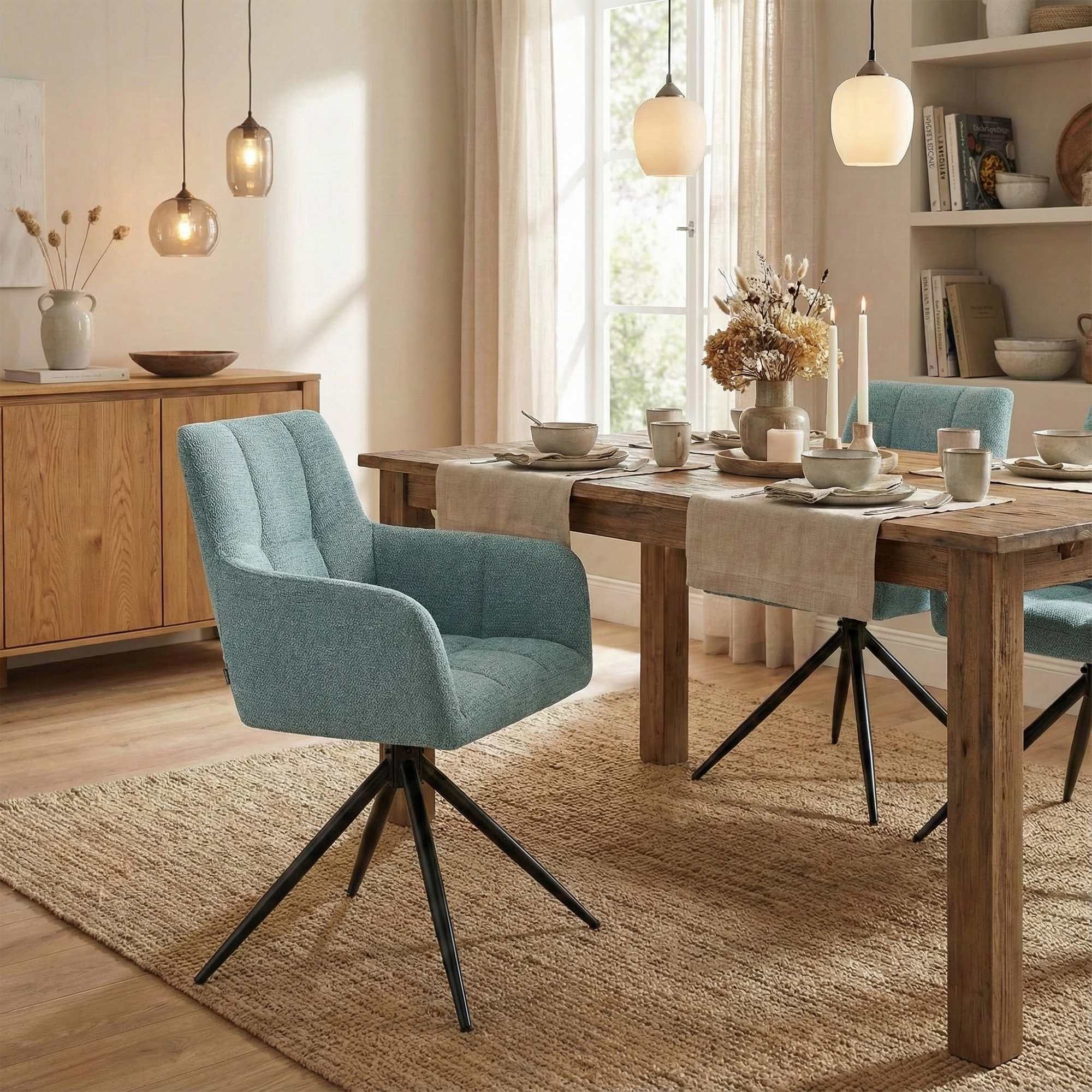 Lot de 2 chaises de salle à manger Jonah en tissu