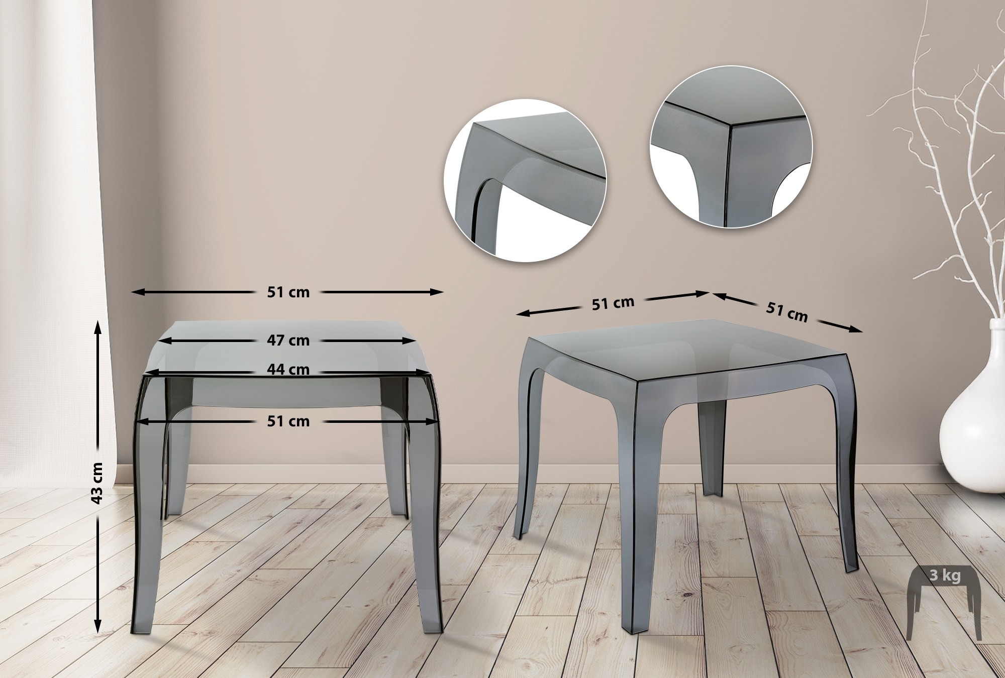 Table d'appoint Queen 50 x 50 cm