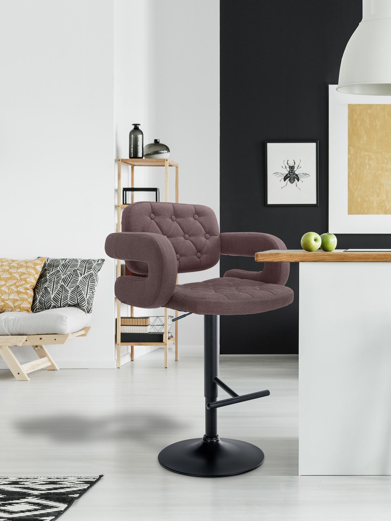 Tabouret de bar Dublin Tissu avec pied en métal