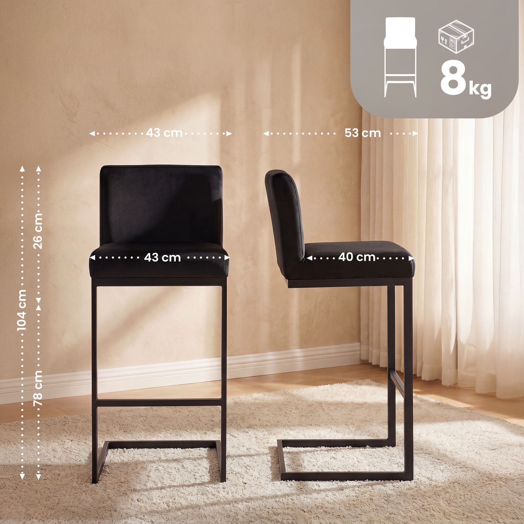 Tabouret de bar Hopewell velours