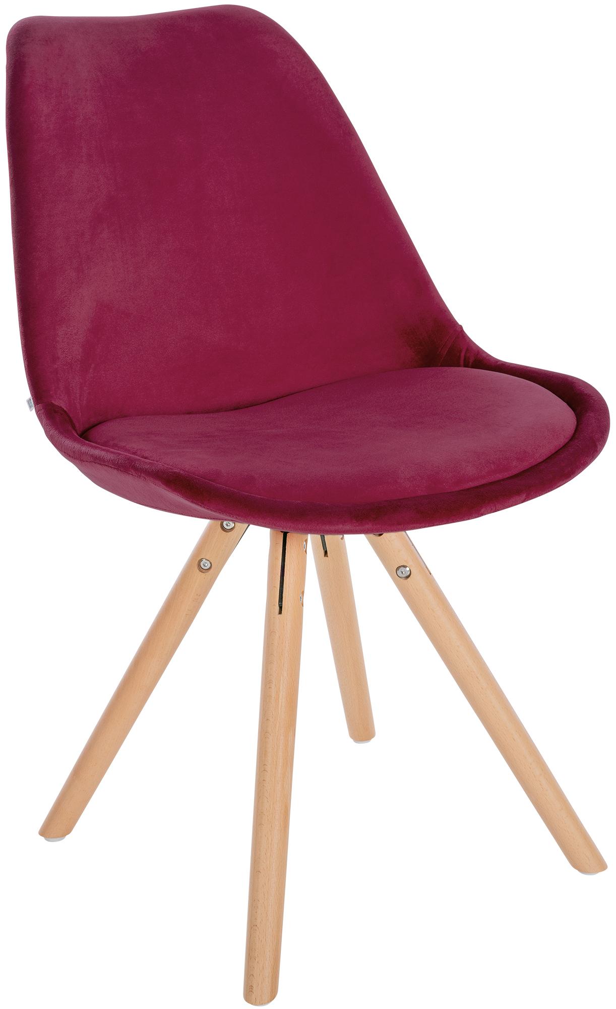 Lot de 4 chaises de salle à manger Sofia en velours Pieds en bois