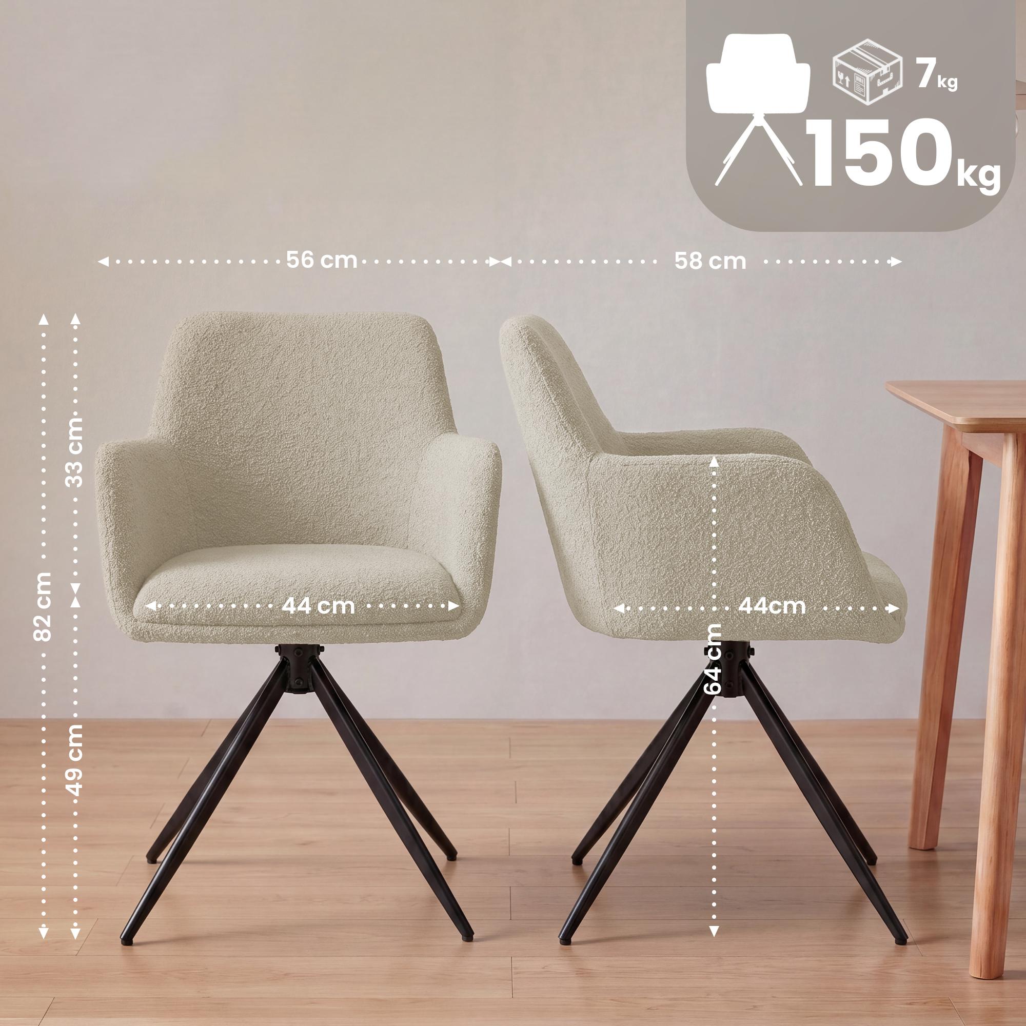 Chaise de salle à manger Olema en tissu bouclette