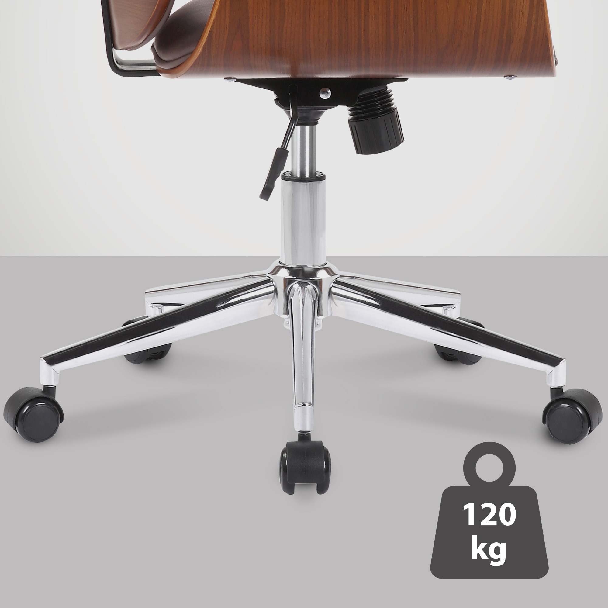 Fauteuil de bureau Kemberg en similicuir avec coque d'assise en bois