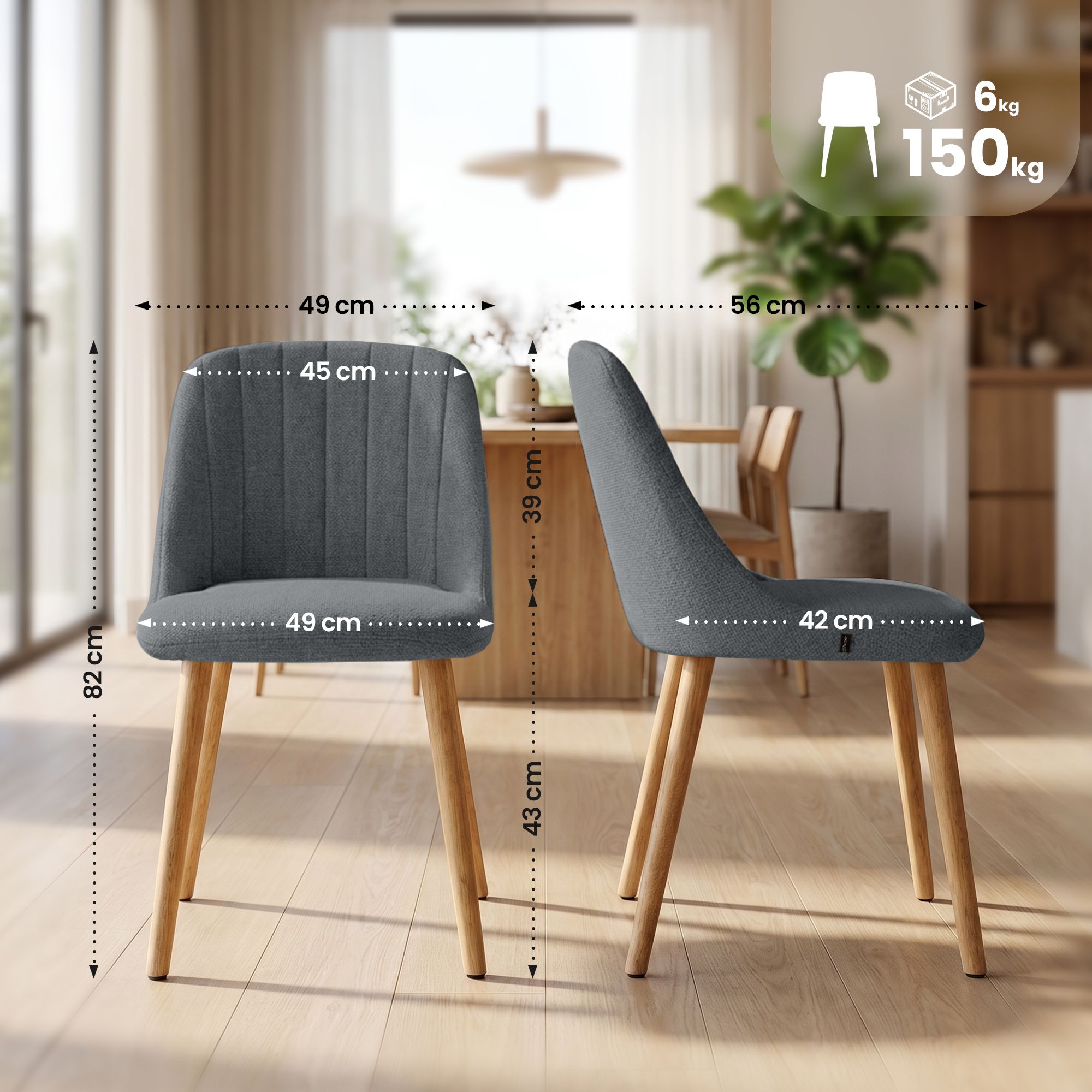 Chaise de salle a manger Arie tissu