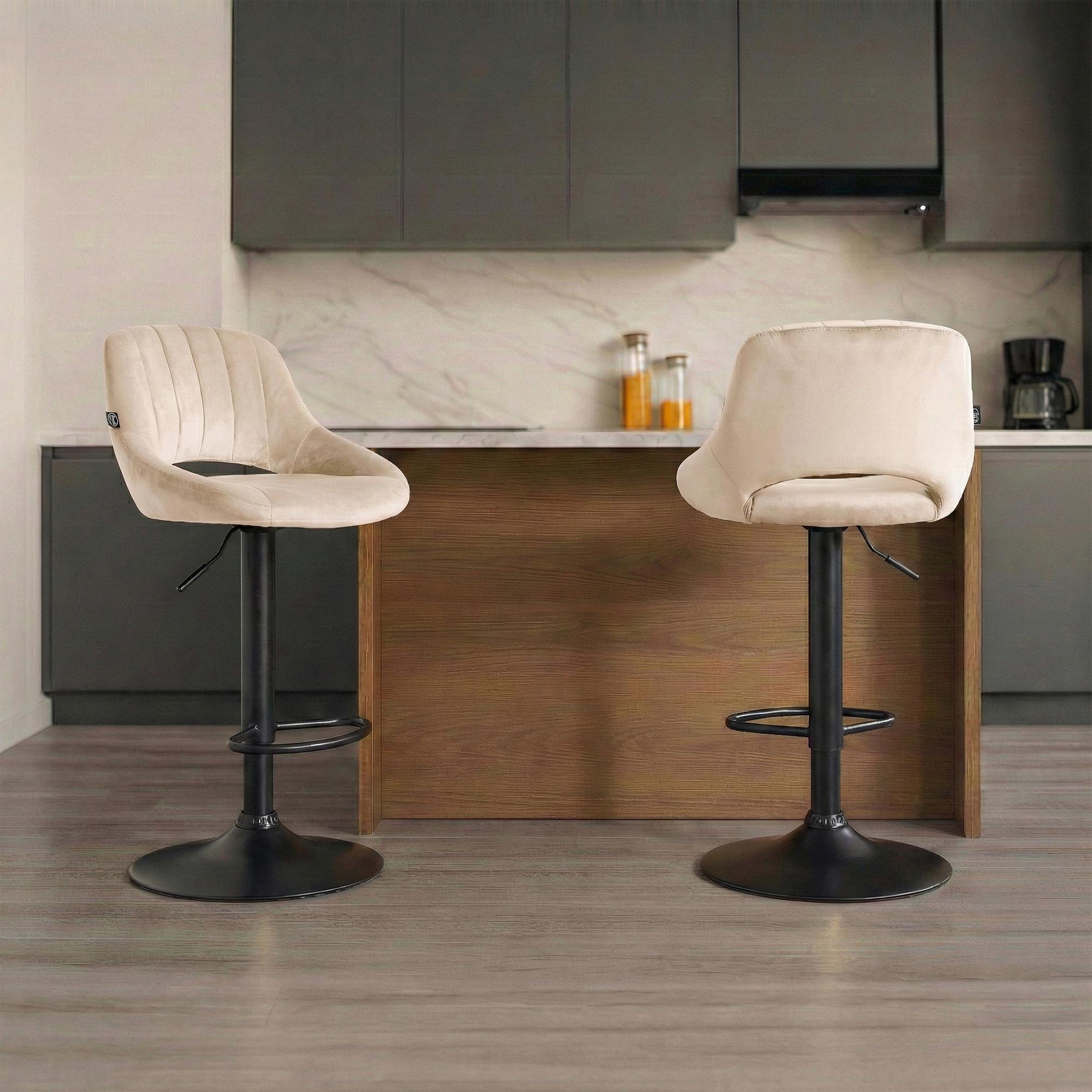 Lot de 2 tabourets de bar Milet en velours