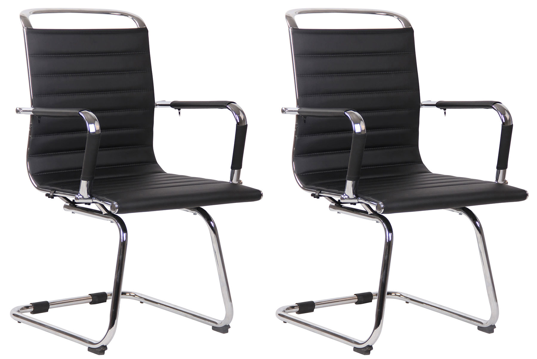 Lot de 2 Chaises cantilever Balve avec piètement Luge en métal
