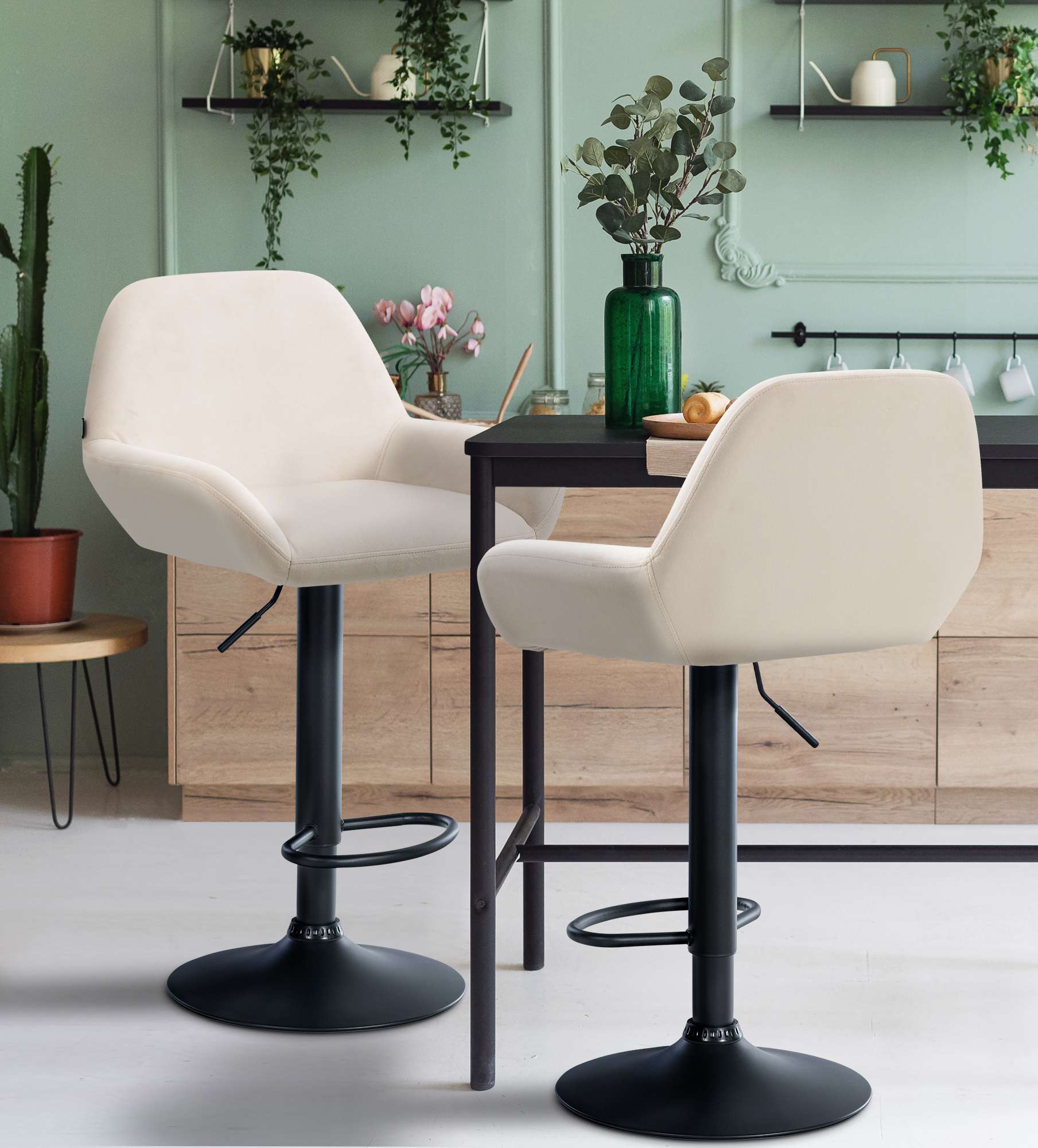 Ensemble de 2 tabourets de bar Braga en velours