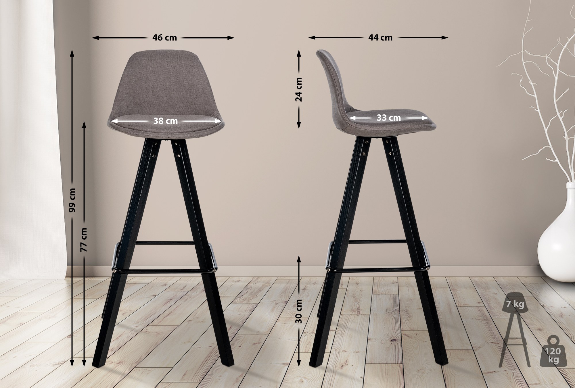 Tabouret de Bar Corbin Tissu Square