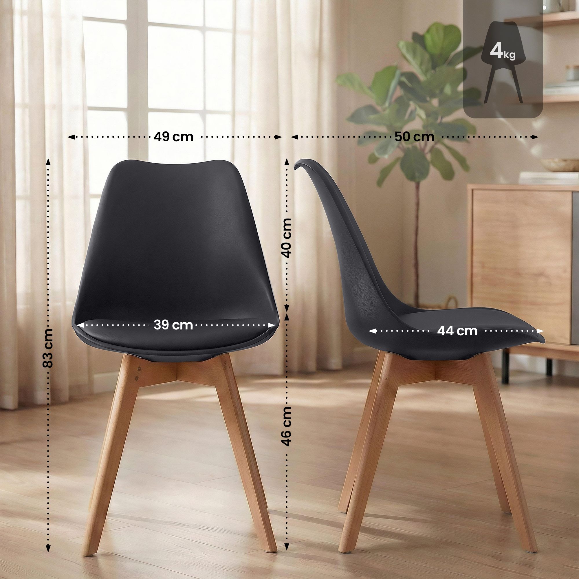 Lot de 4 chaises de salle a manger Linares