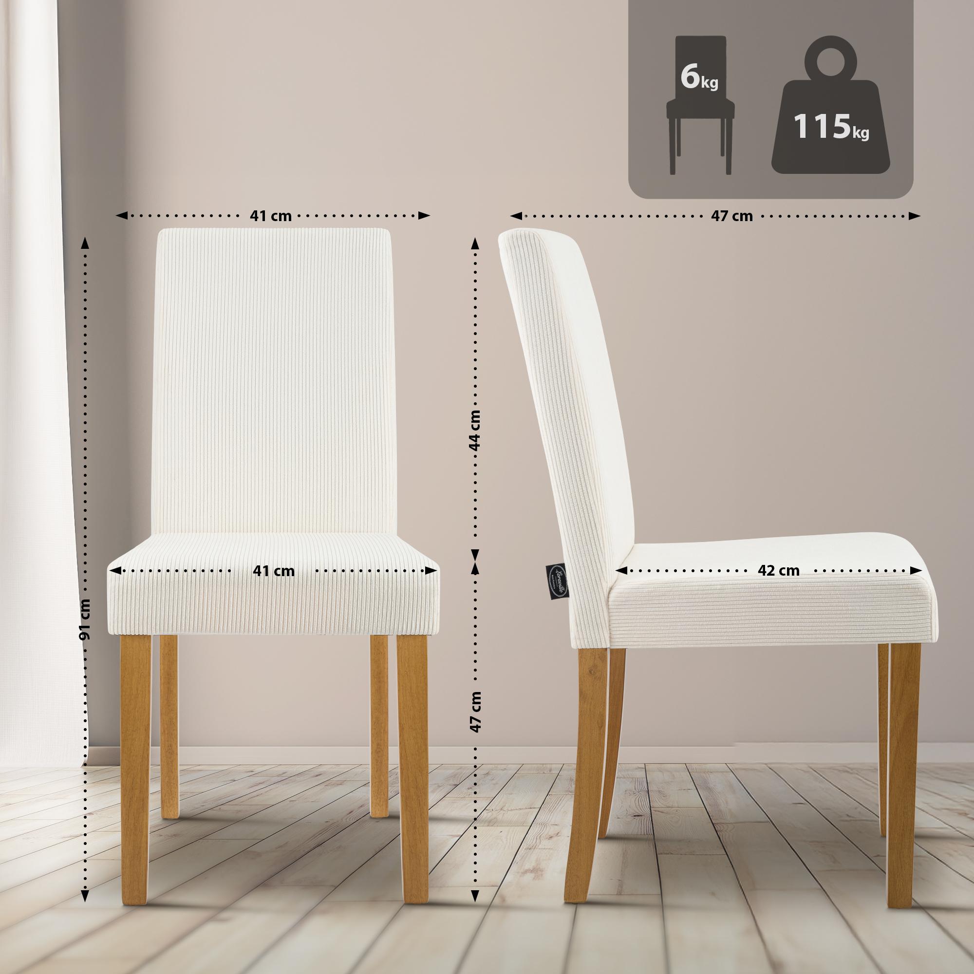 Lot de 2 chaises de salle a manger Ina en velours cotele