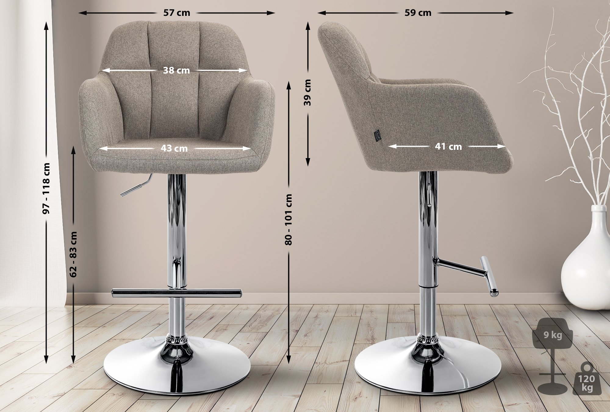 Tabouret de bar Natoma Tissu