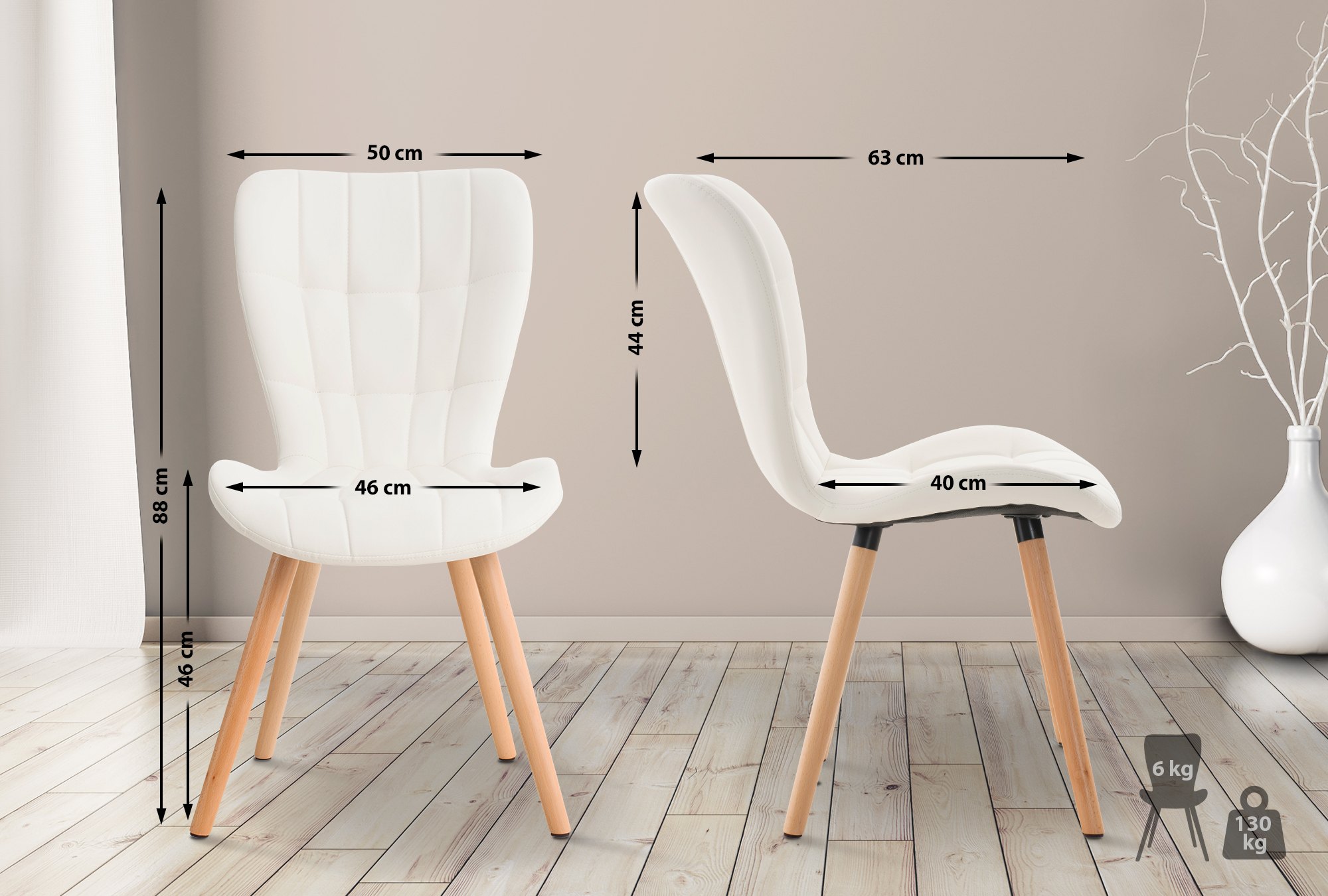 Chaise de salle à manger Elda en similicuir
