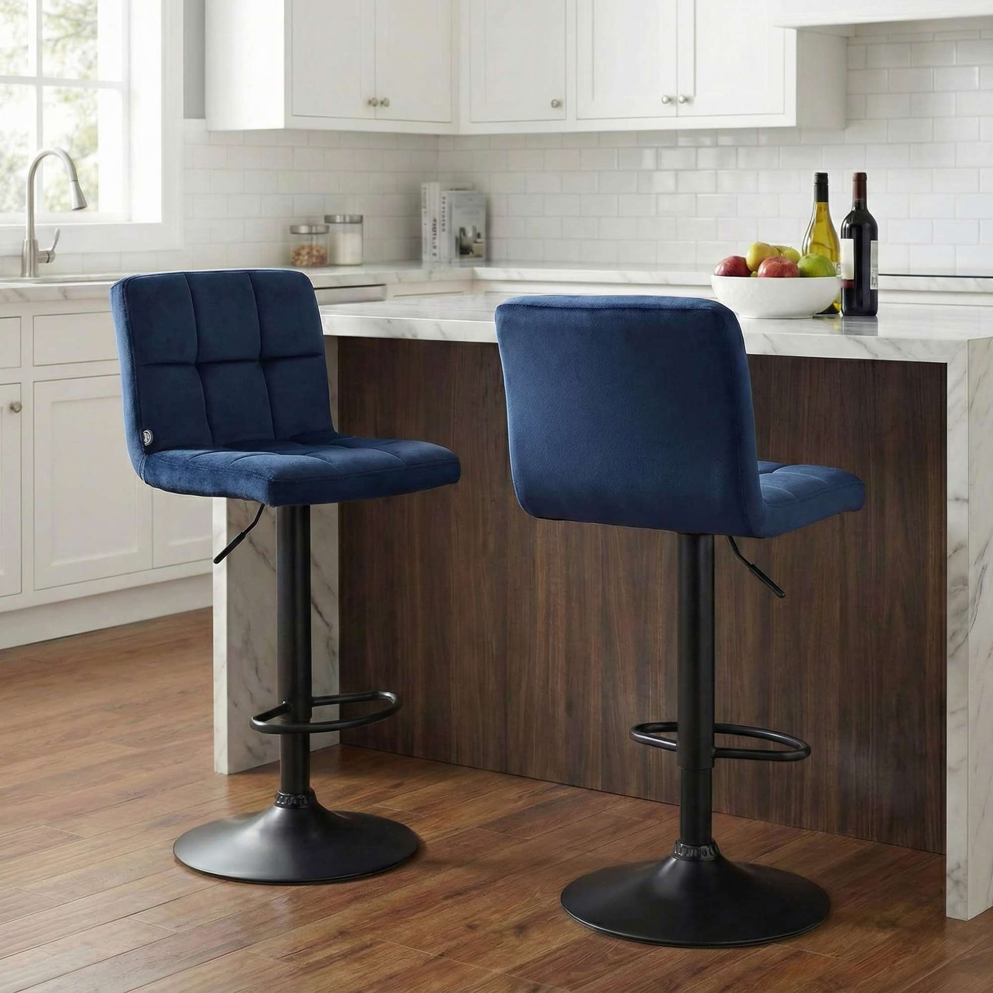Lot de 2 tabourets de bar Peru velours