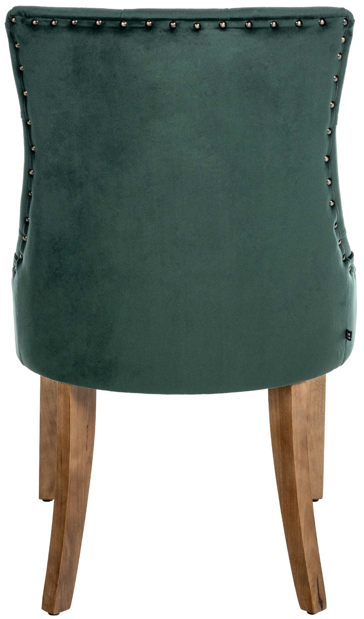 Lot de 4 Chaises de salle à manger Aberdeen en Velours Piètement en bois d'hévéa