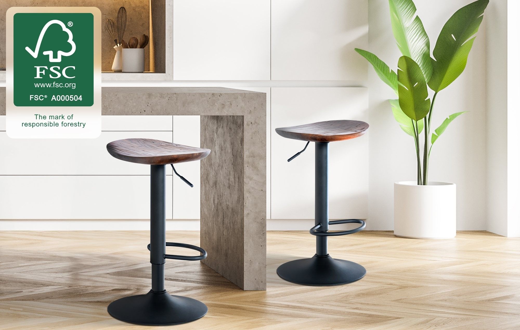 Lot de 4 tabourets de bar Skelde