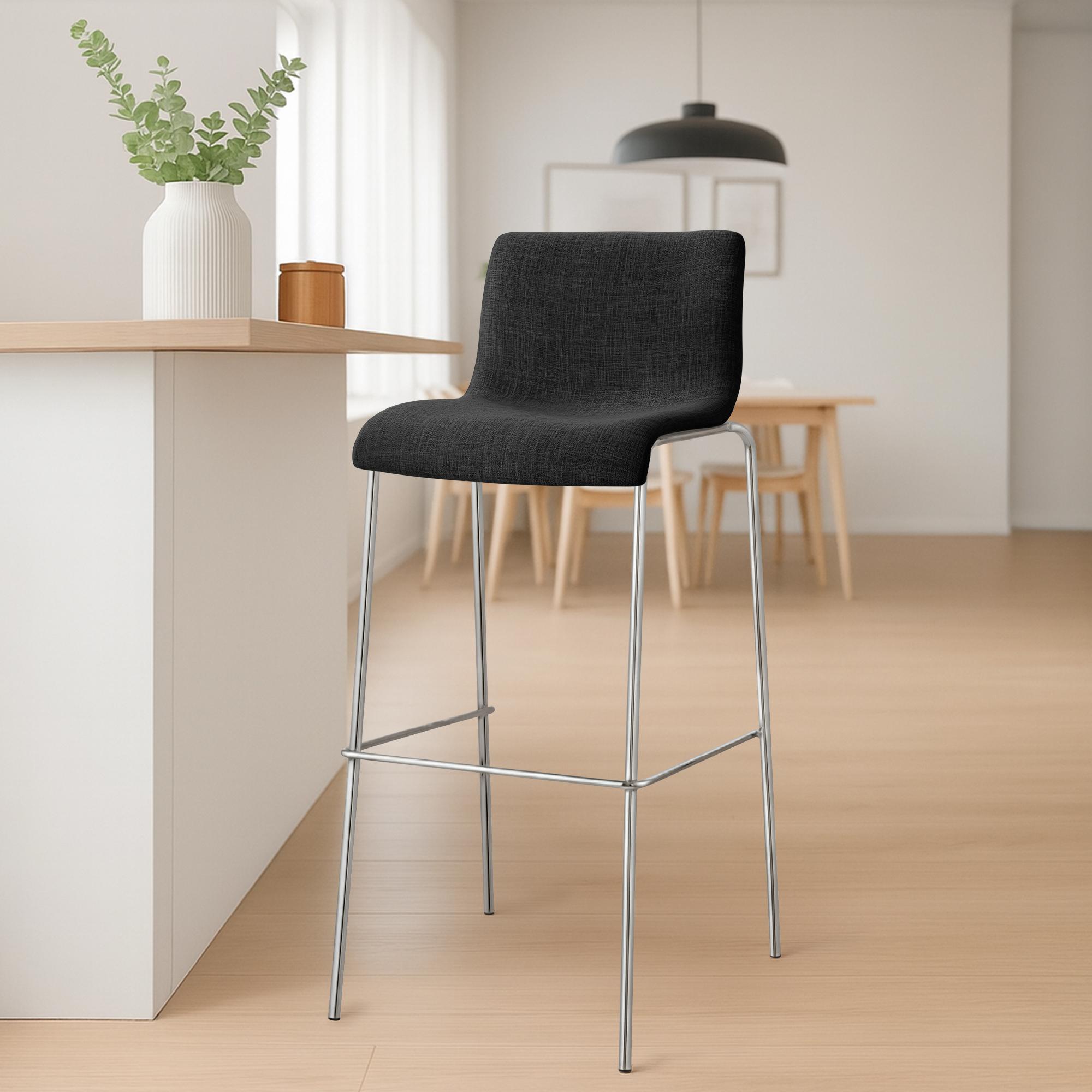 Lot de 2 tabourets de bar Hover en tissu, pieds metalliques