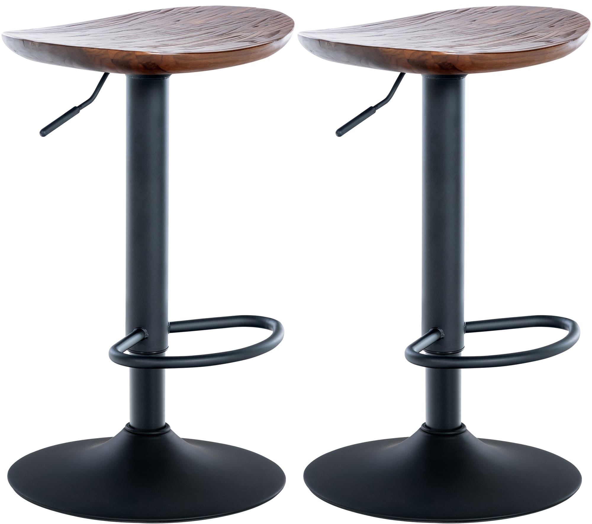 Lot de 2 Tabourets de bar Skelde avec assise en bois Pied en Métal