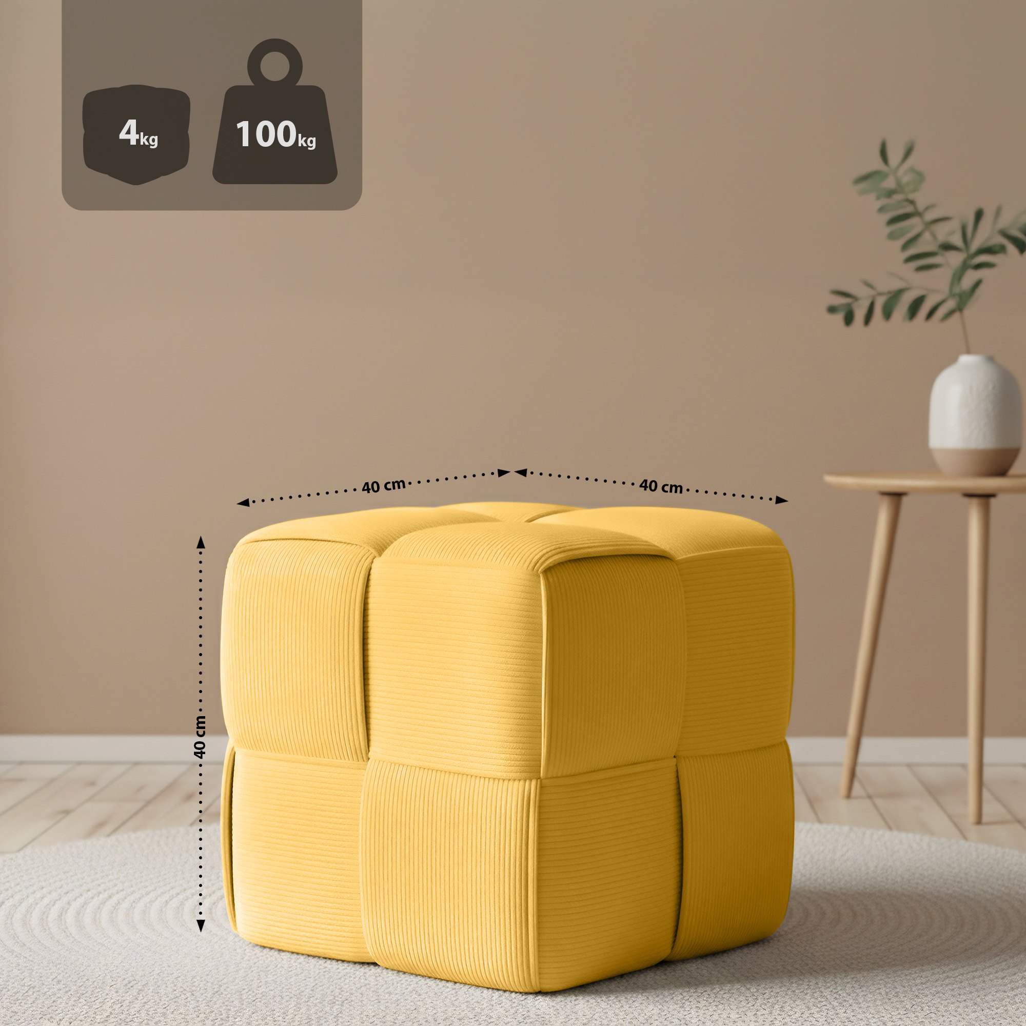Tabouret en velours côtelé Forinta confortable et design