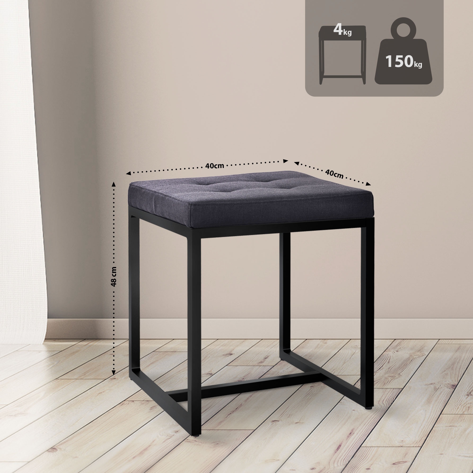 Pouf Barci avec structure noire