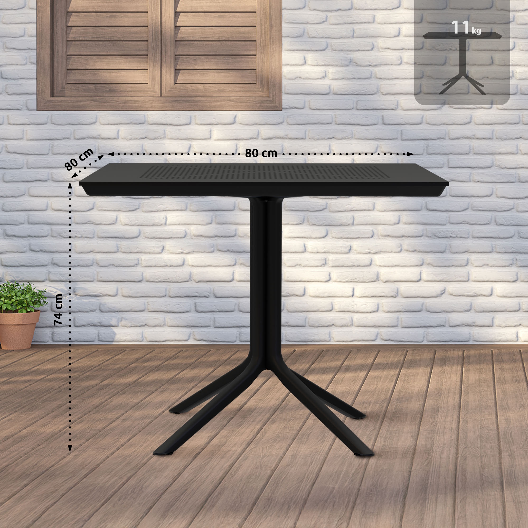 Table de jardin Lenval 80x80 cm Table d'extérieur en noir ou blanc