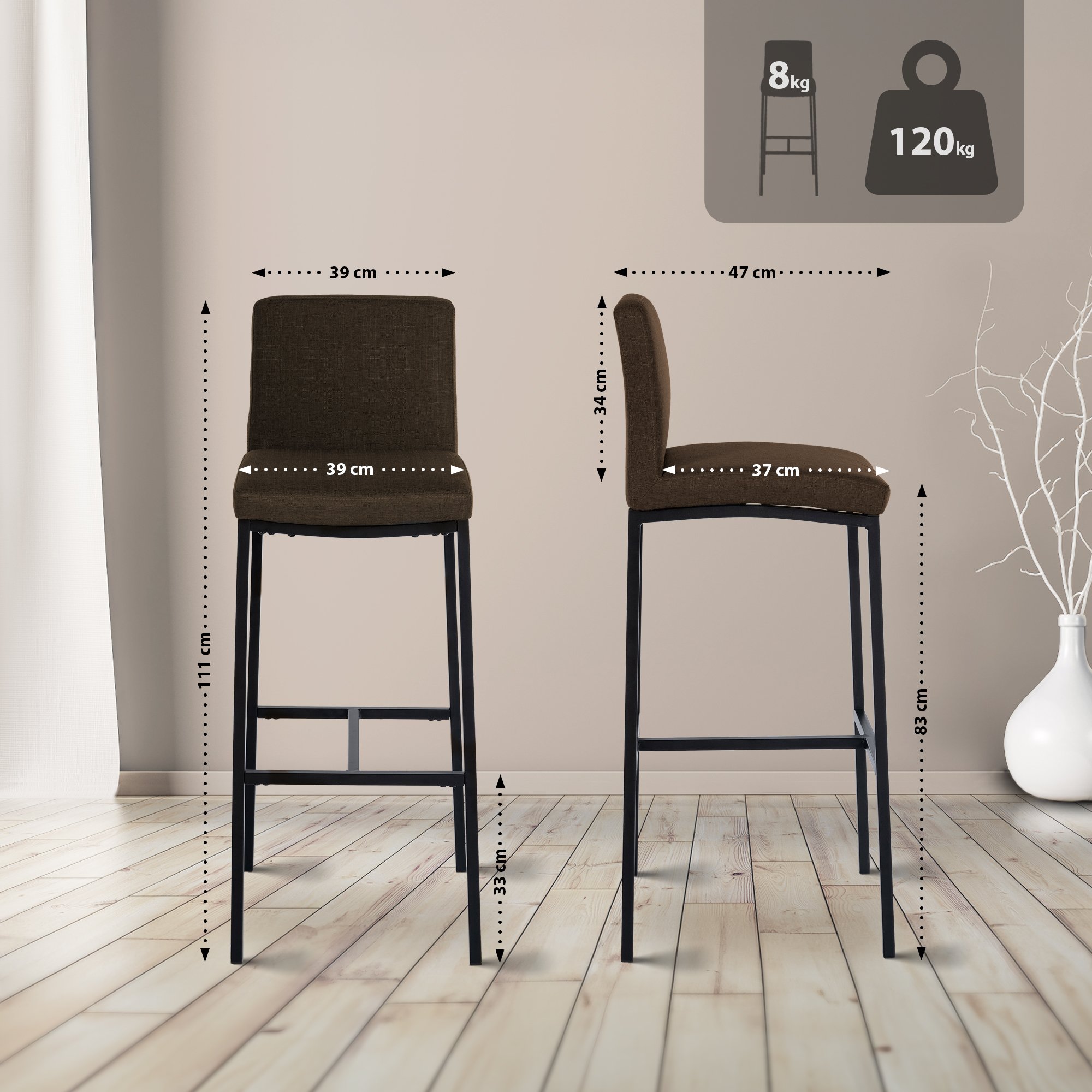Lot de 2 Tabourets de bar Freeport