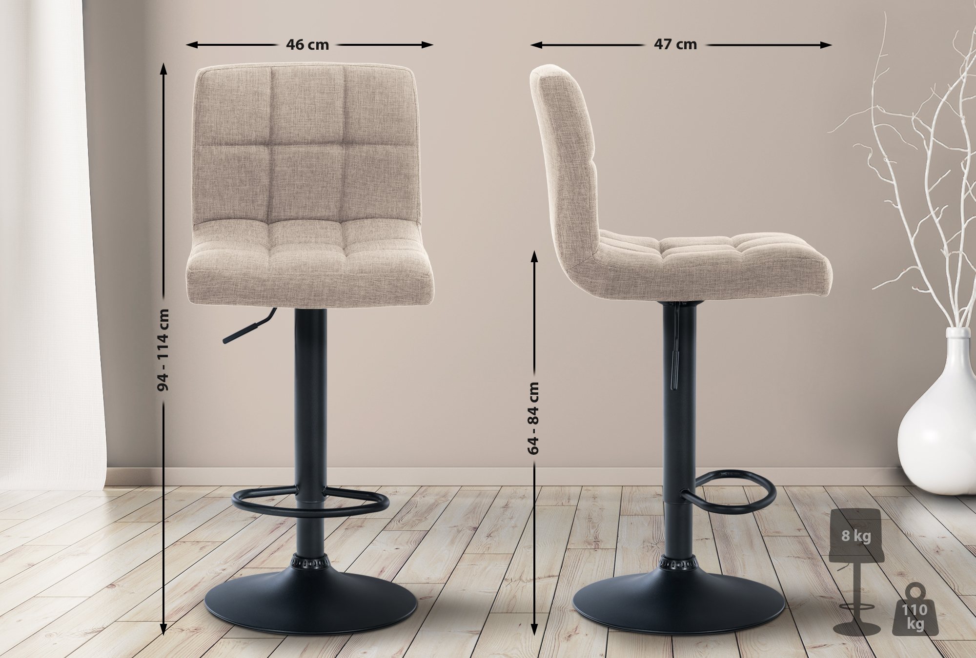Tabouret de bar Calma Tissu