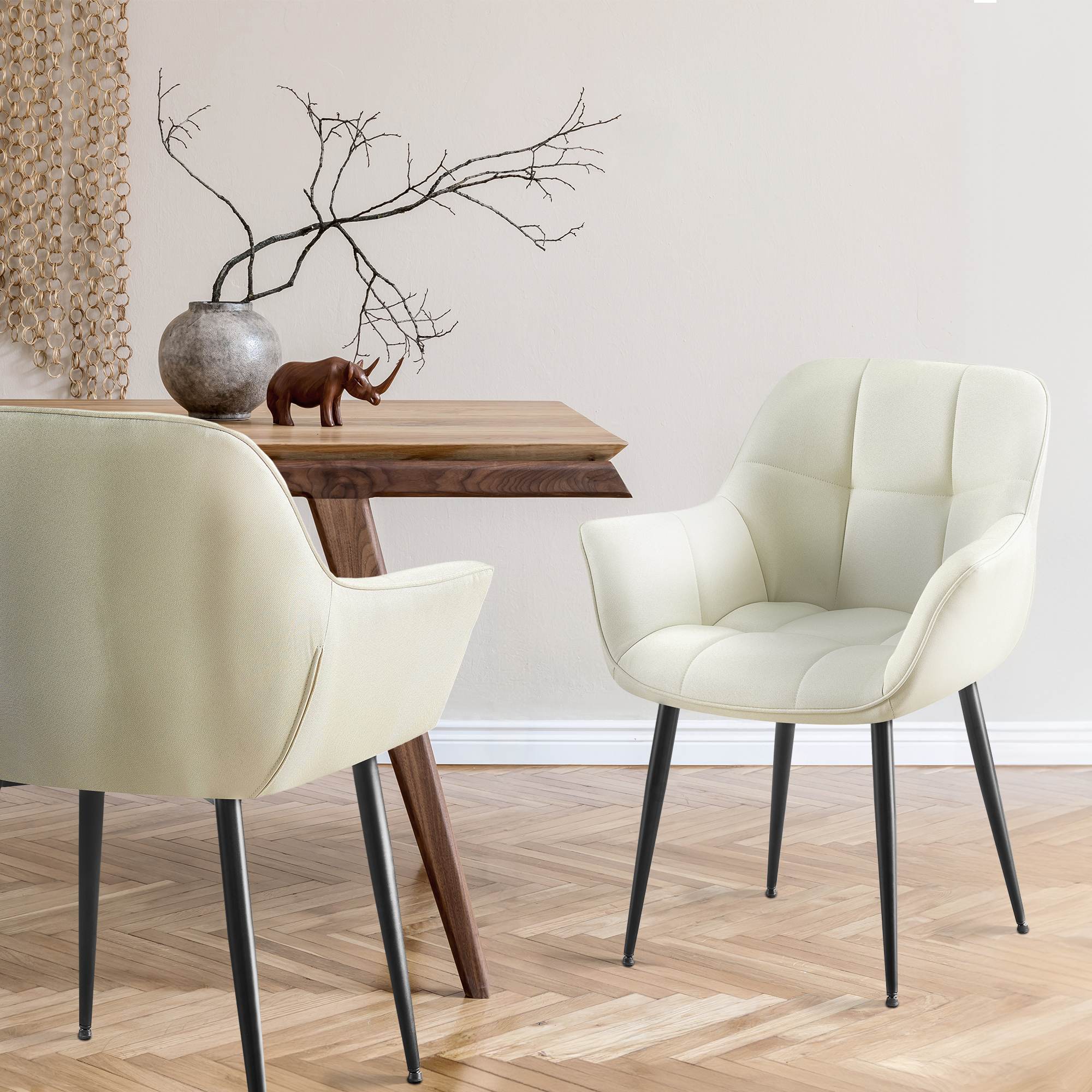 Chaise de salle à manger Roseville avec accoudoirs et pieds en métal