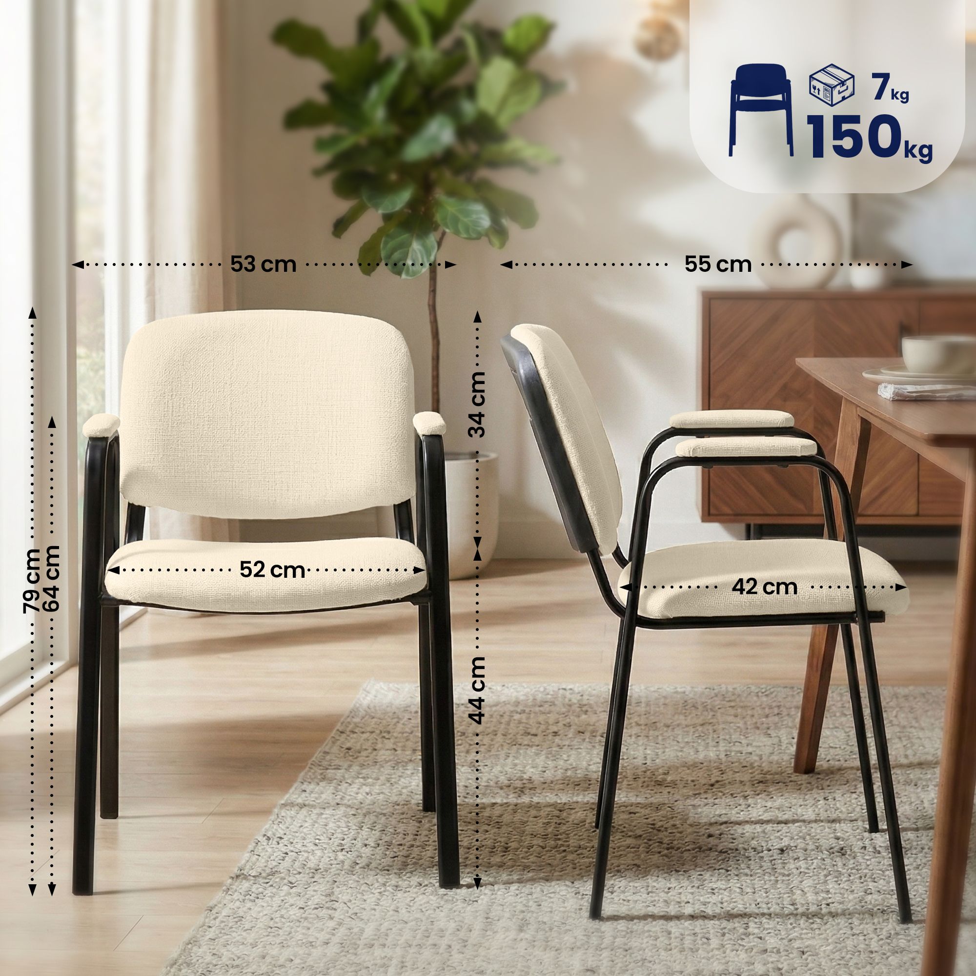 Lot de 4 Chaises Empilables Ken Pro en Tissu