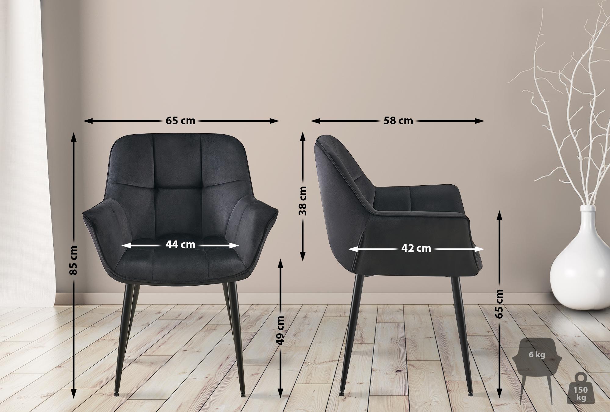 Lot de 2 chaises de salle à manger Roseville velours
