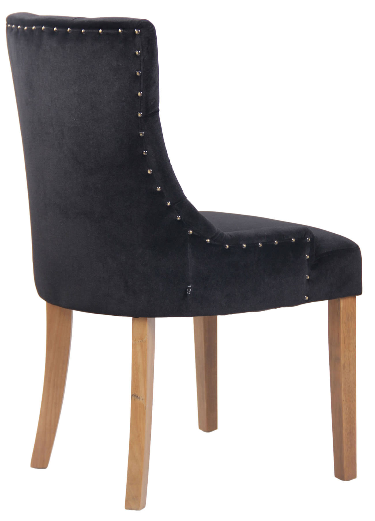 Lot de 4 Chaises de salle à manger Aberdeen en Velours Piètement en bois d'hévéa