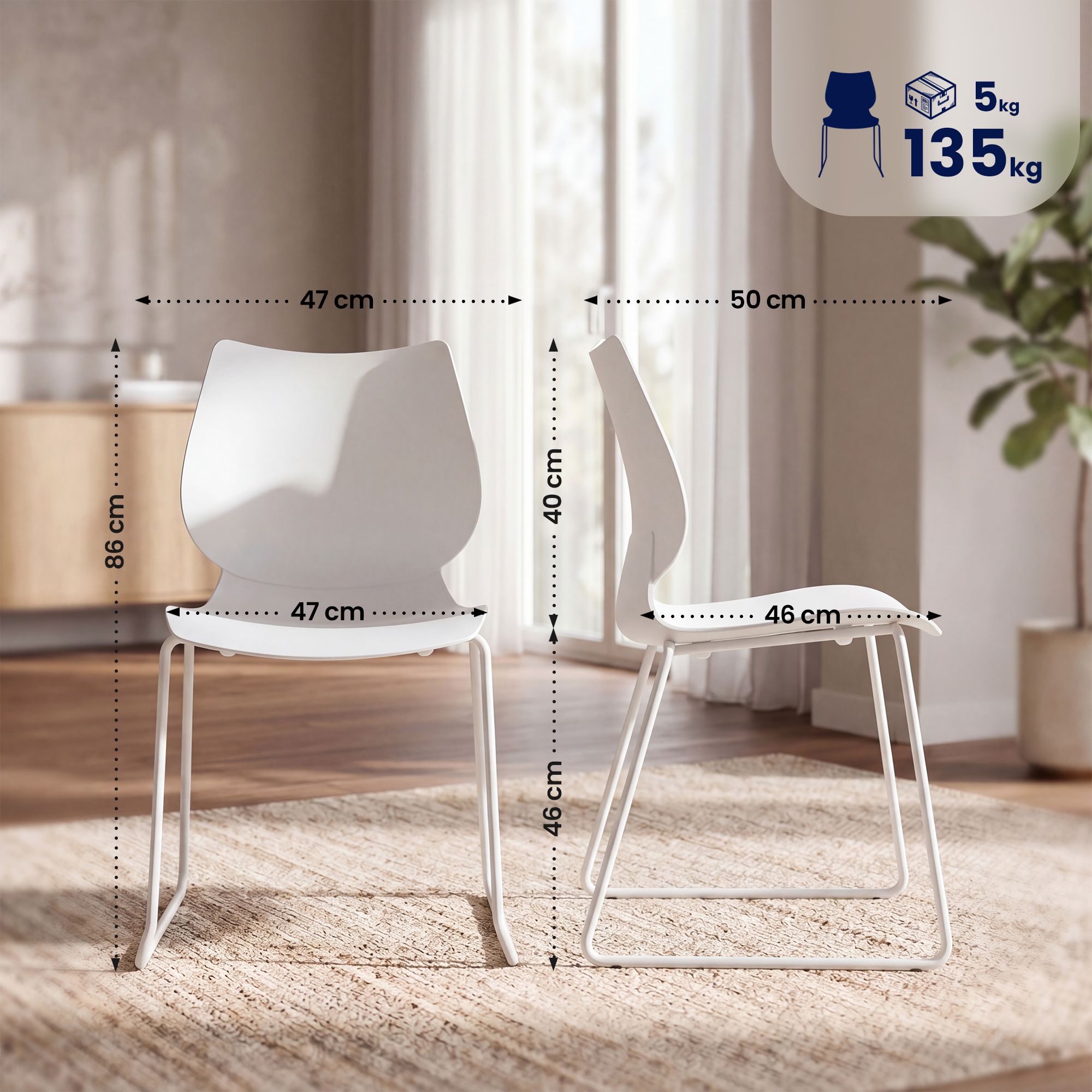 Lot de 2 chaises empilables Houma