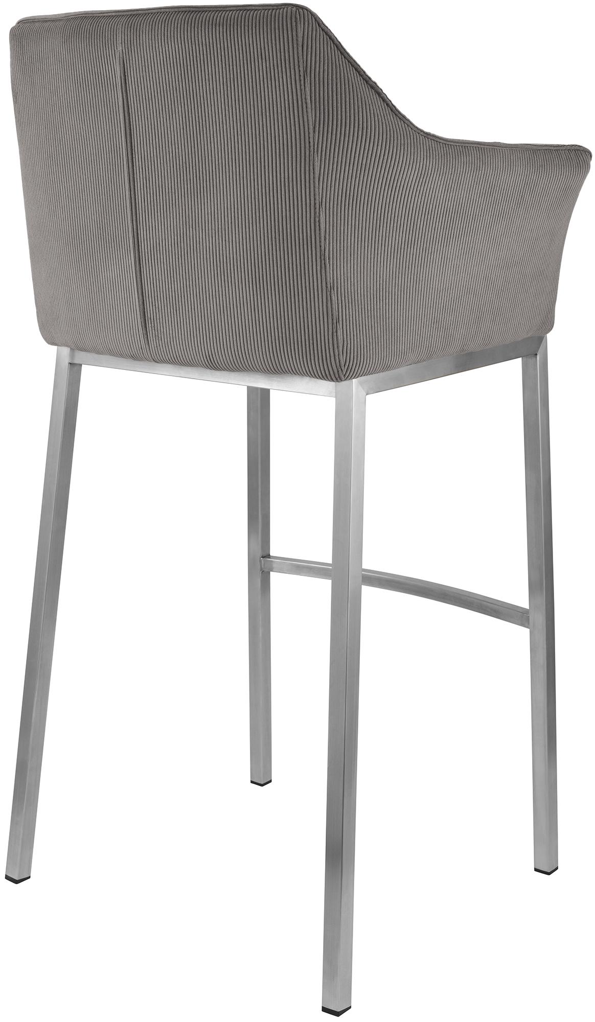 Tabouret de Bar Damaso en Velours Côtelé avec Piétement à Quatre Pieds