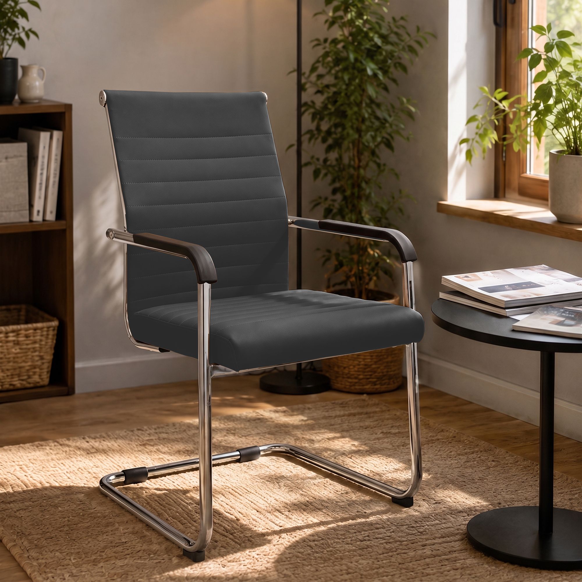 Chaise cantilever Hakon aspect cuir